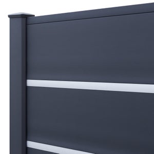 Lame pleine pvc plaxé à emboîter Clea anthracite, L.150 x H.20 cm x Ep.2.4 mm