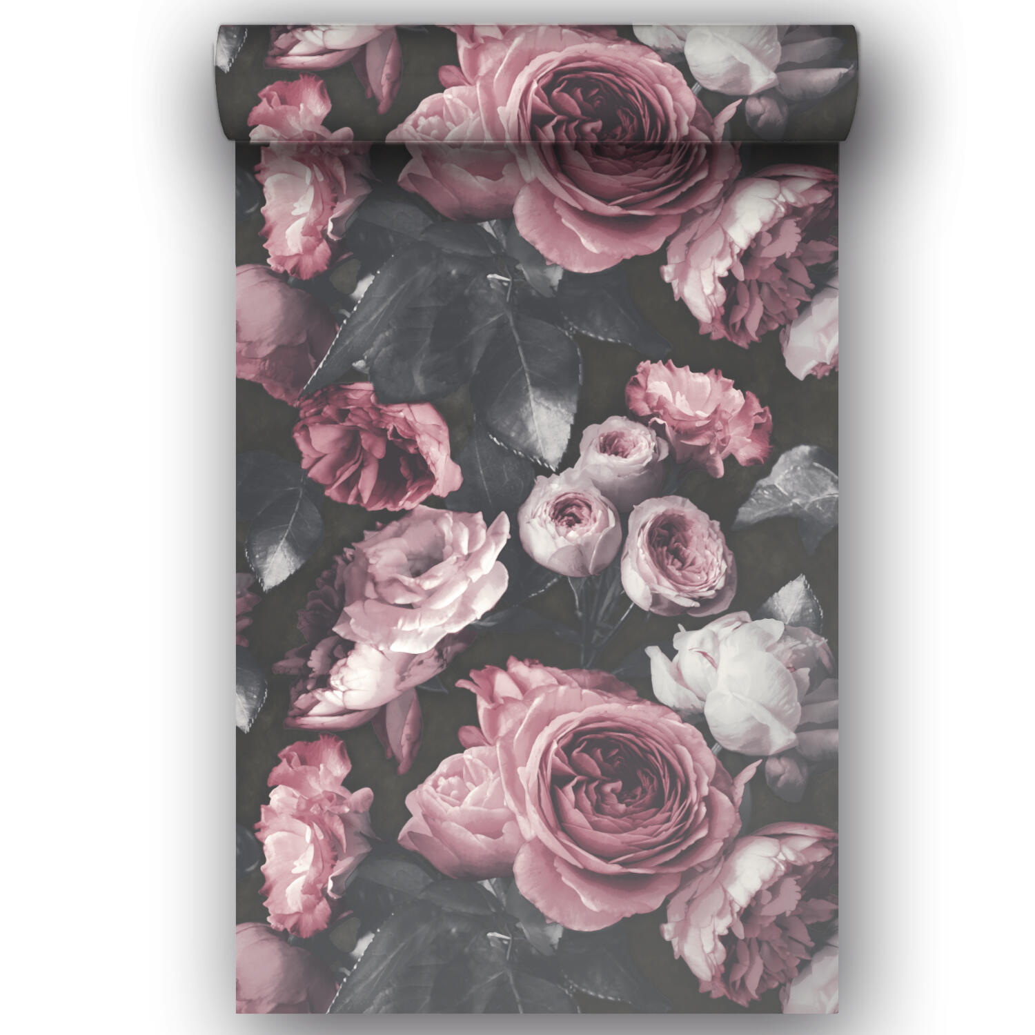 Papier peint intissé Motif fiorie rose et noir - 4
