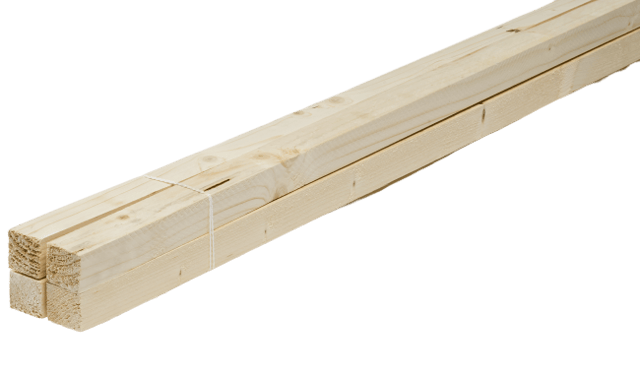 Lot de 4 tasseaux sapin petits nœuds bruts, 35 x 35 mm, L.2m