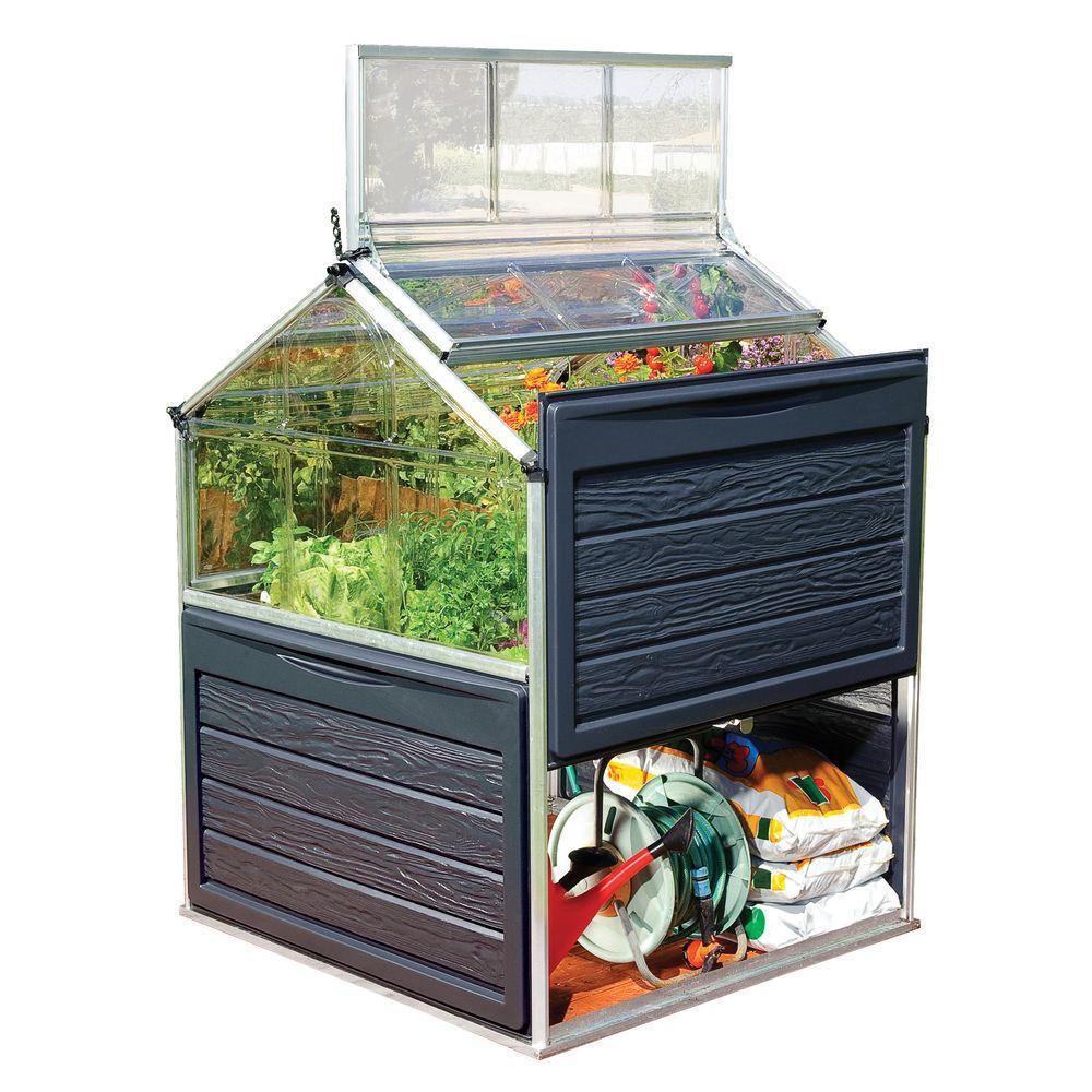 Carré potager PALRAM noir et argent L.121 x l.120 x H.148 cm - 10