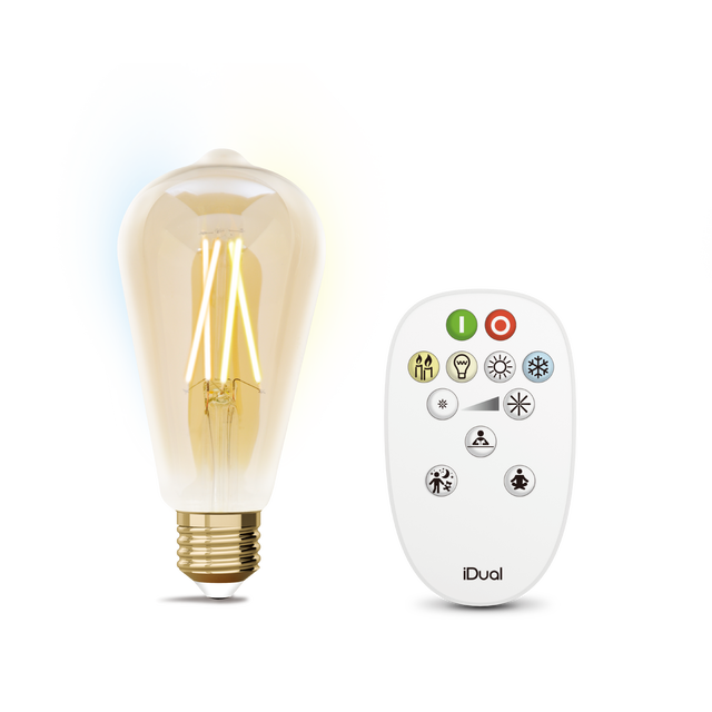 Kit ampoule intelligente led ambré Edison E27 806 Lm + télécommande, Idual