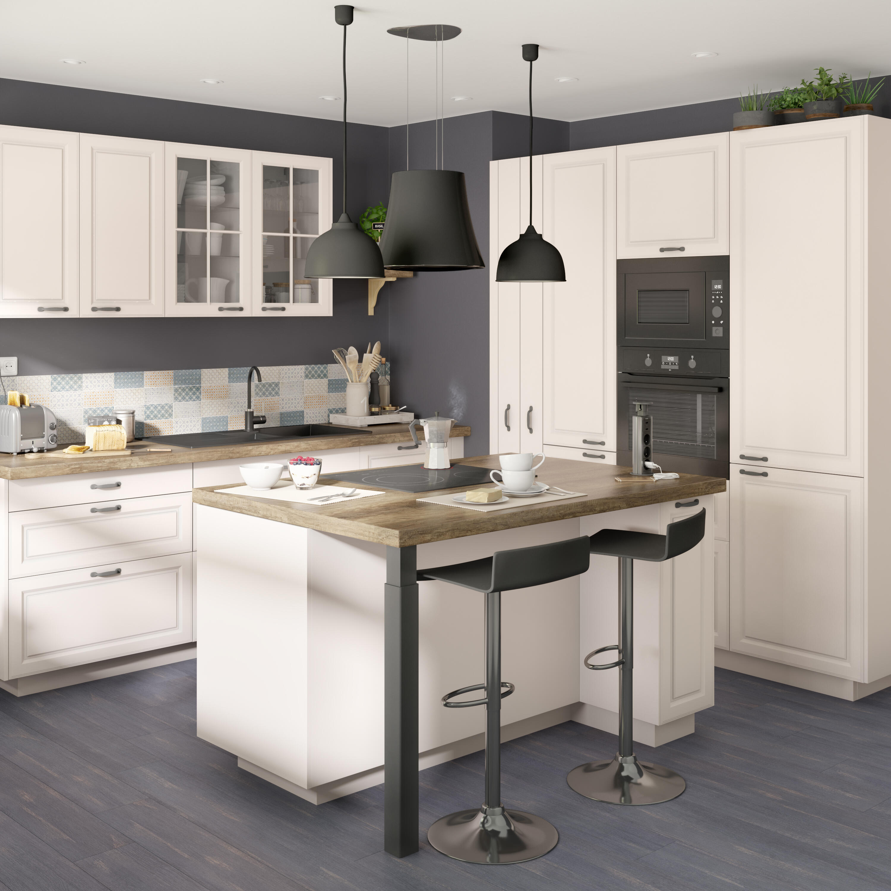 Porte de cuisine DELINIA ID Oxford ivoire mat H.77 x l.45 cm - 6