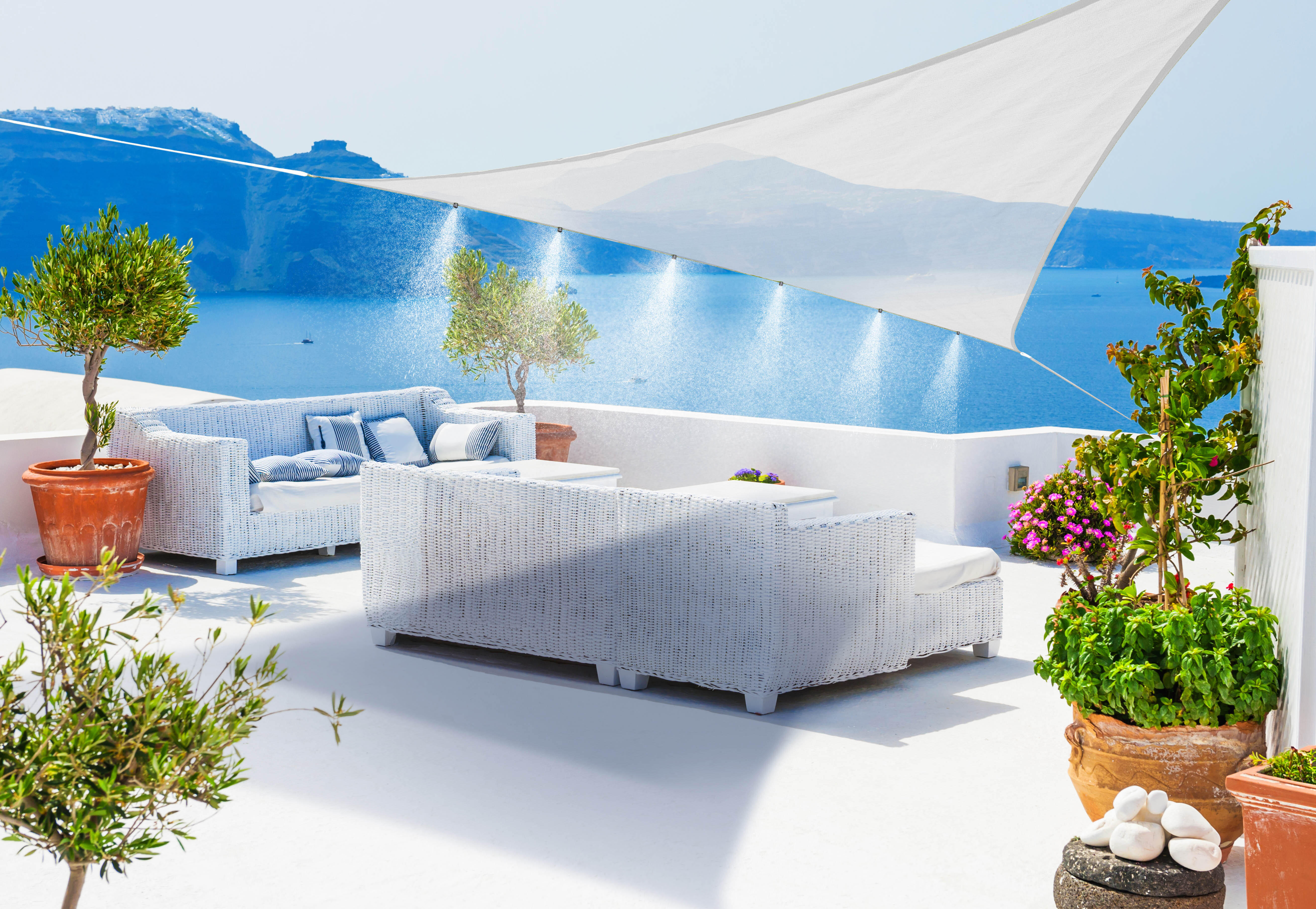 Voile d'ombrage triangulaire gris/blanc L.360 x l.360 cm - 2