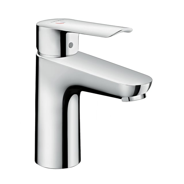 Rubinetto per lavabo a canna media getto laminare cristallino Logis E100 cromato lucido HANSGROHE H 16.4 cm