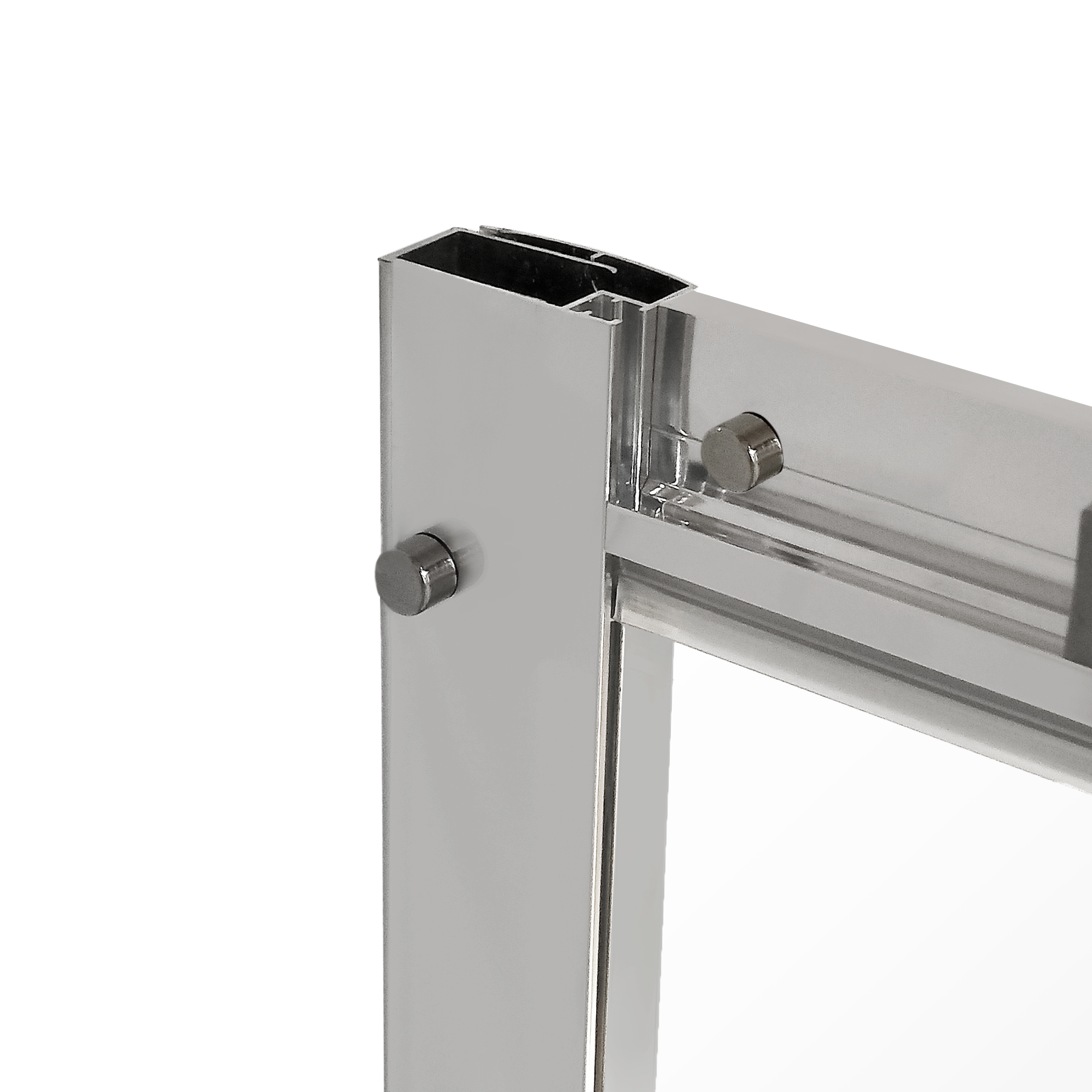 Porte de douche, 1/4 de cercle chromé, L.90 cm x l.90 cm, transparent, Essential - 6