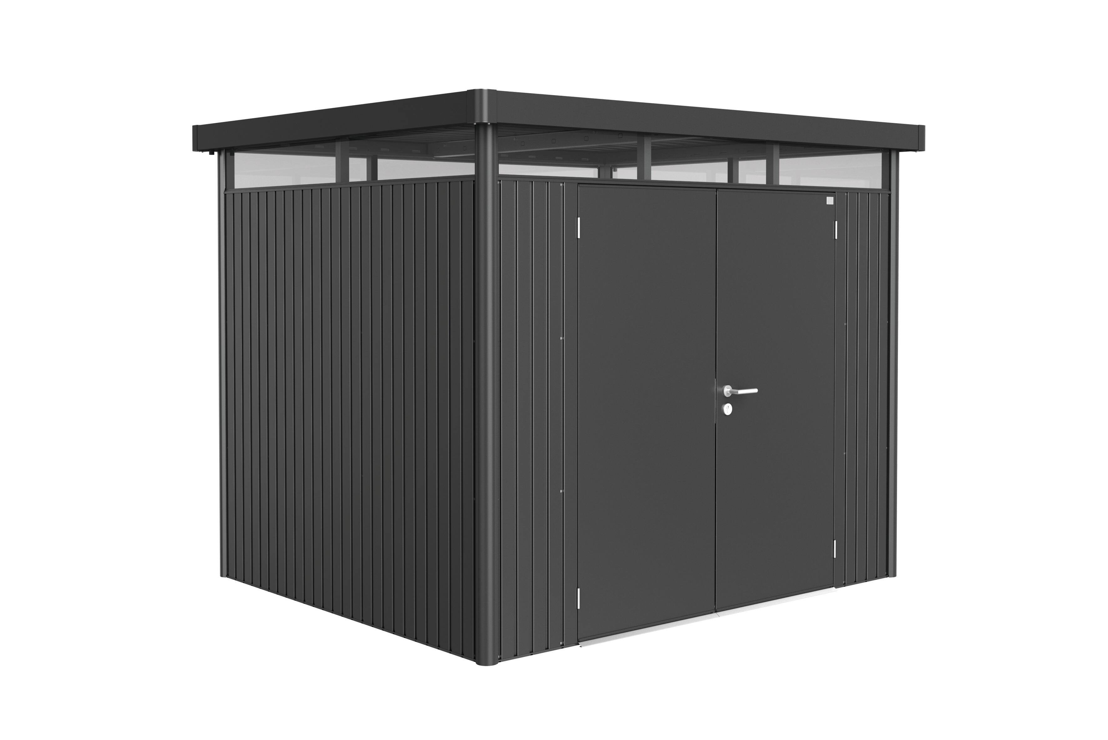 Caseta de metal gris oscuro highline de 275x222x235 cm y 6.46 m2
