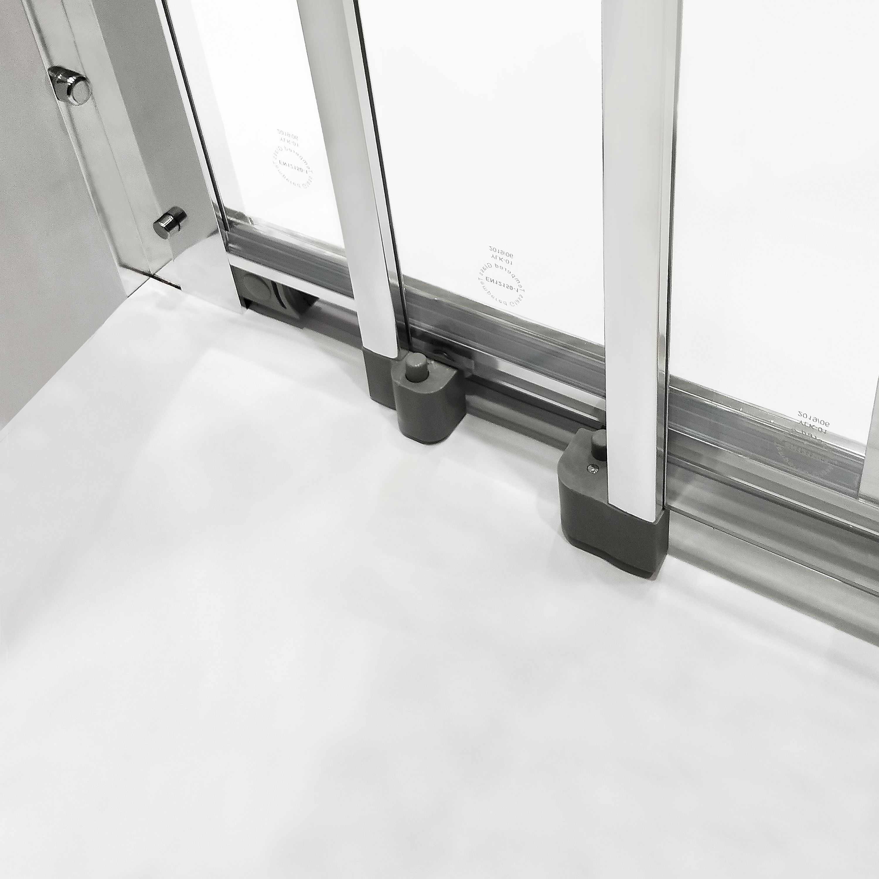 Porte de douche coulissante 3 panneaux transparent, chromé L.90 cm, Essential - 6