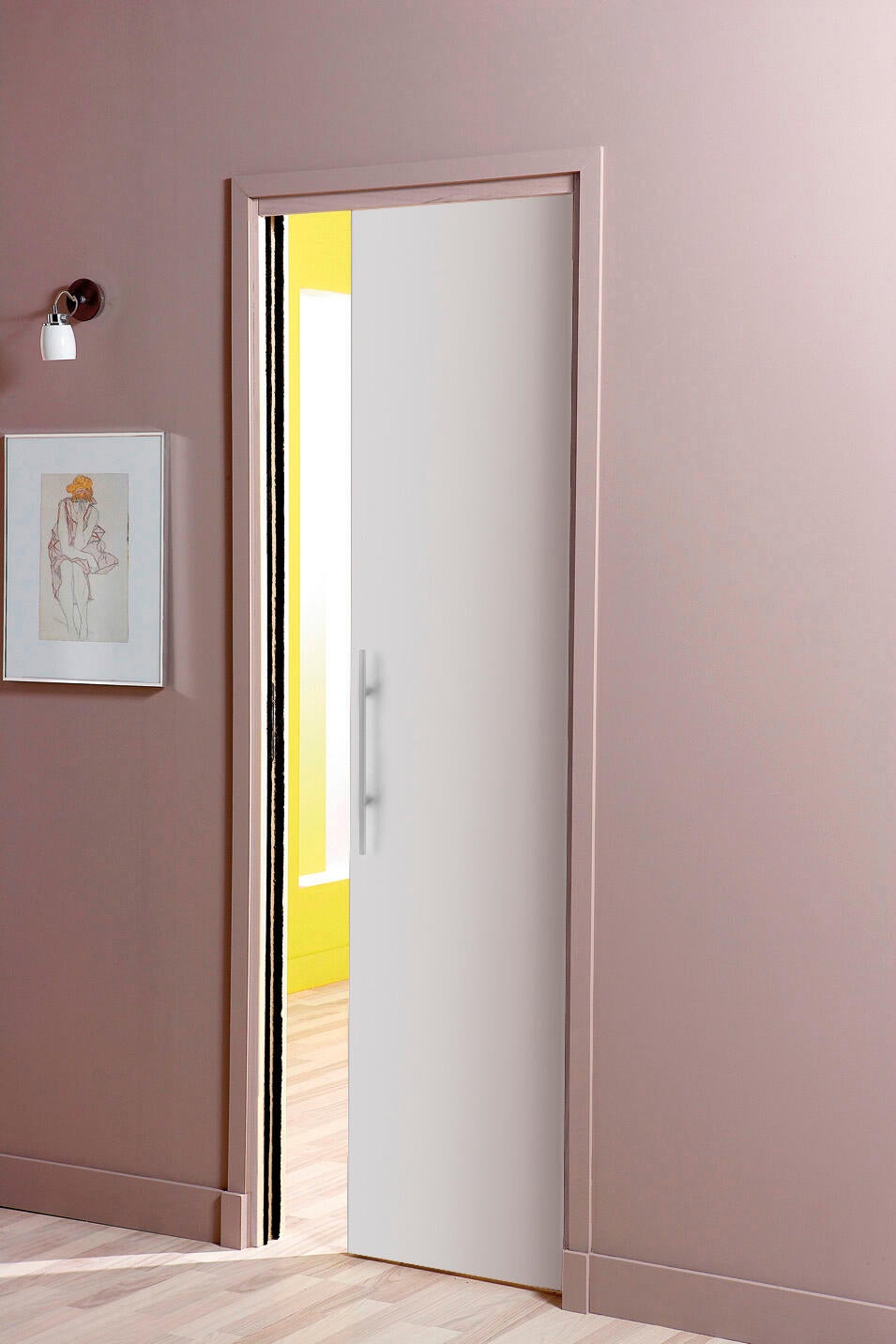 Porte coulissante mdf Lali blanc, H.204 x l.83 cm - 4