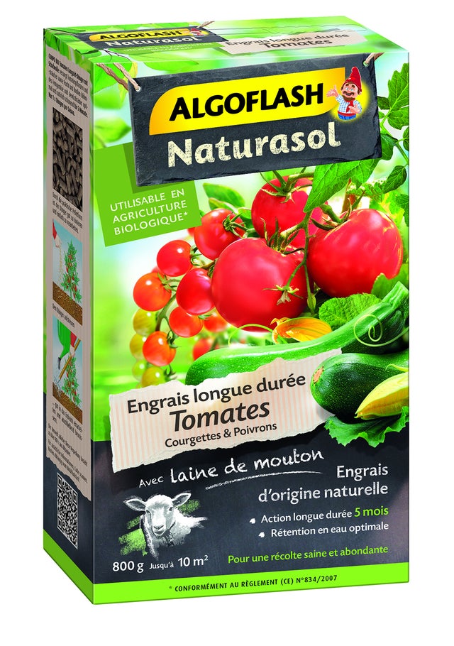 Engrais Longue Durée Pour Arbres Fruitiers Algoflash Naturasol - 2 Kg (jusqu'à 16 M²) - À Base De Laine De Mouton - Bio
