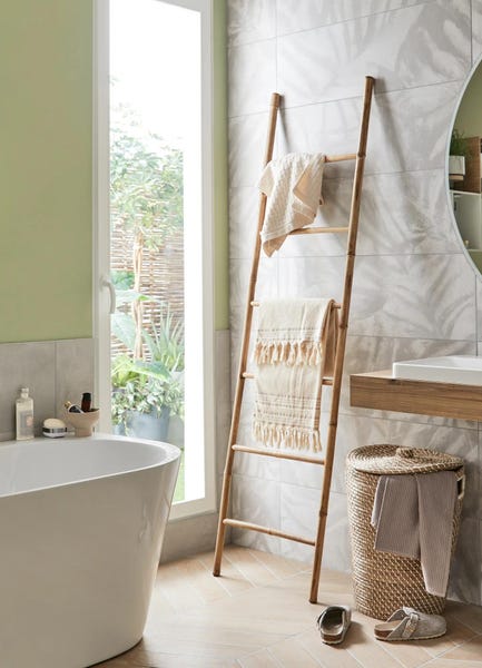 Mongrep Porte-serviettes en bambou avec 2 barres pour salle de bain 