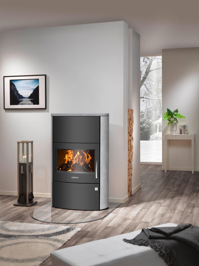 Poêle à bois JUSTUS Agero w+ noir / gris, 7 kW
