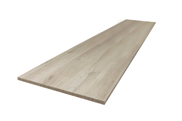 Tablette aggloméré mélaminé bois blanchi, L.250 x l.60 x Ep.1.8 cm