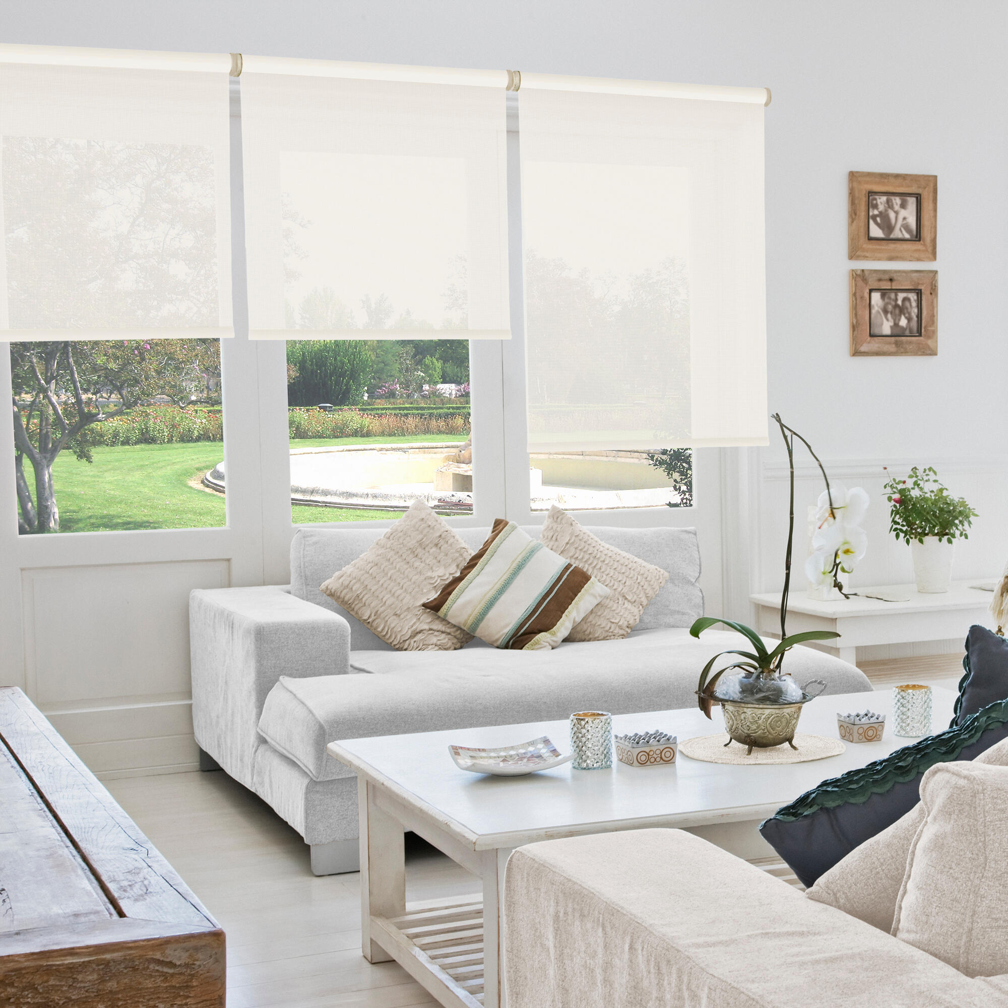 Store enrouleur screen 10% blanc lin, l.165 x H.250 cm, VIEWTEX | Leroy ...
