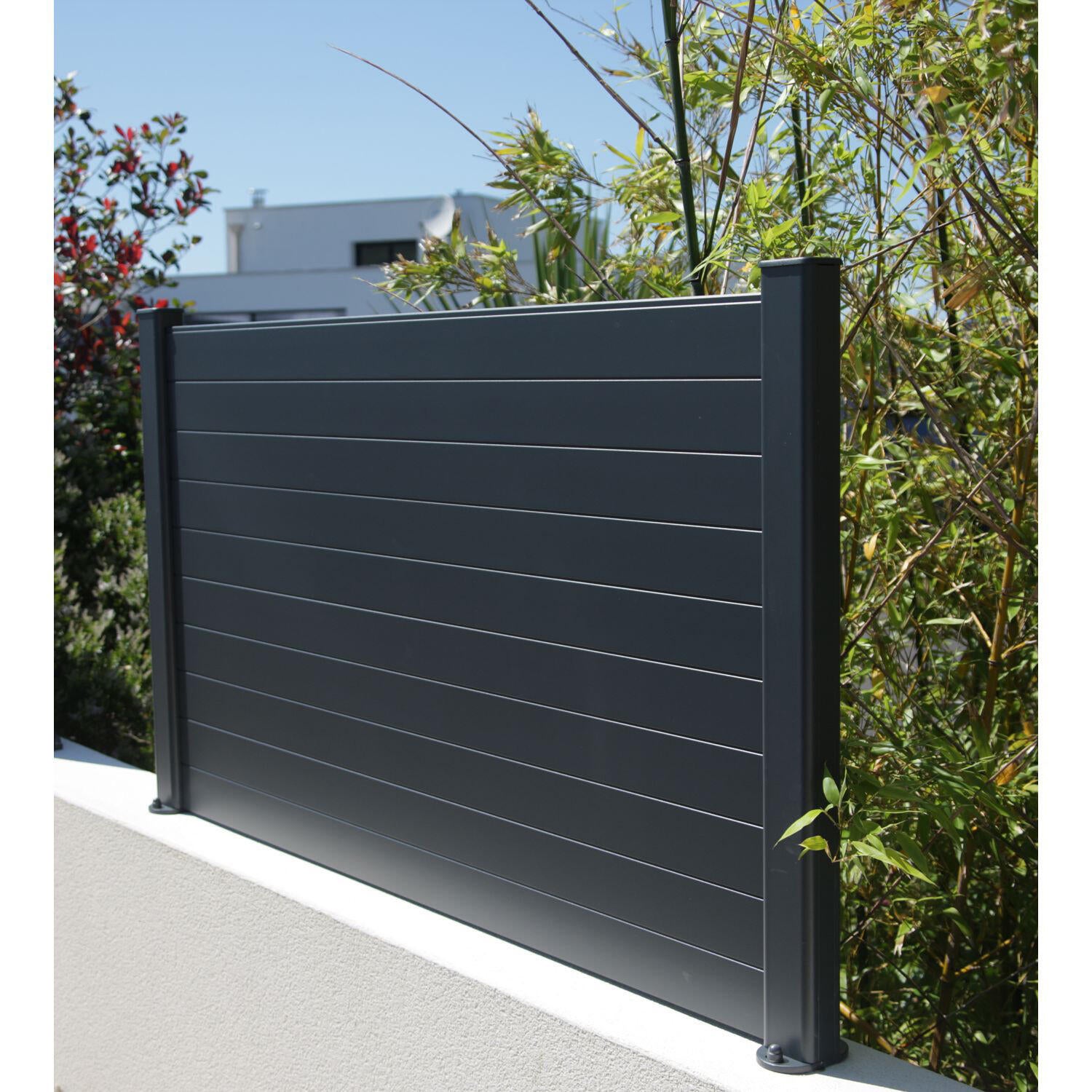 Lame de clôture aluminium pleine Klos up! gris zinc, H.9 x l.145 cm - 2