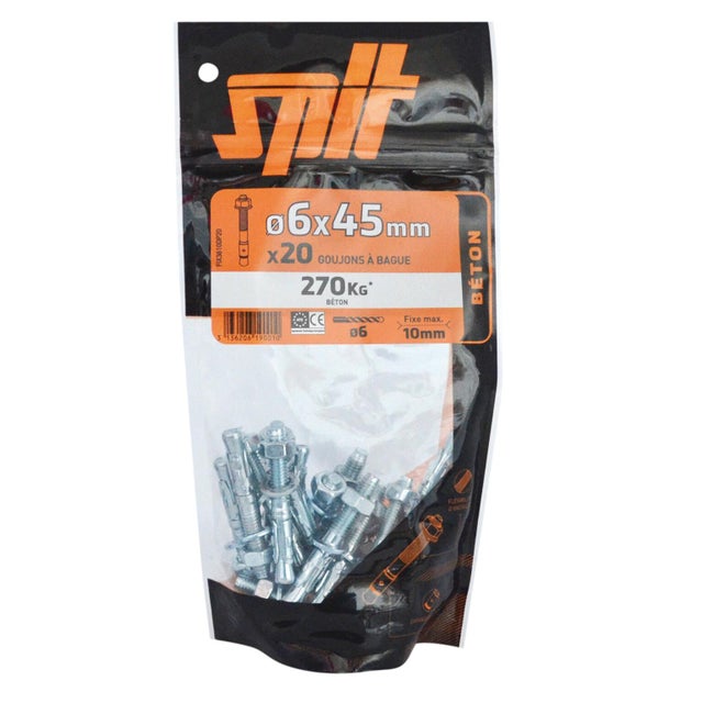 Kit chevilles et vis acier SPIT x 20 x L.45 mm