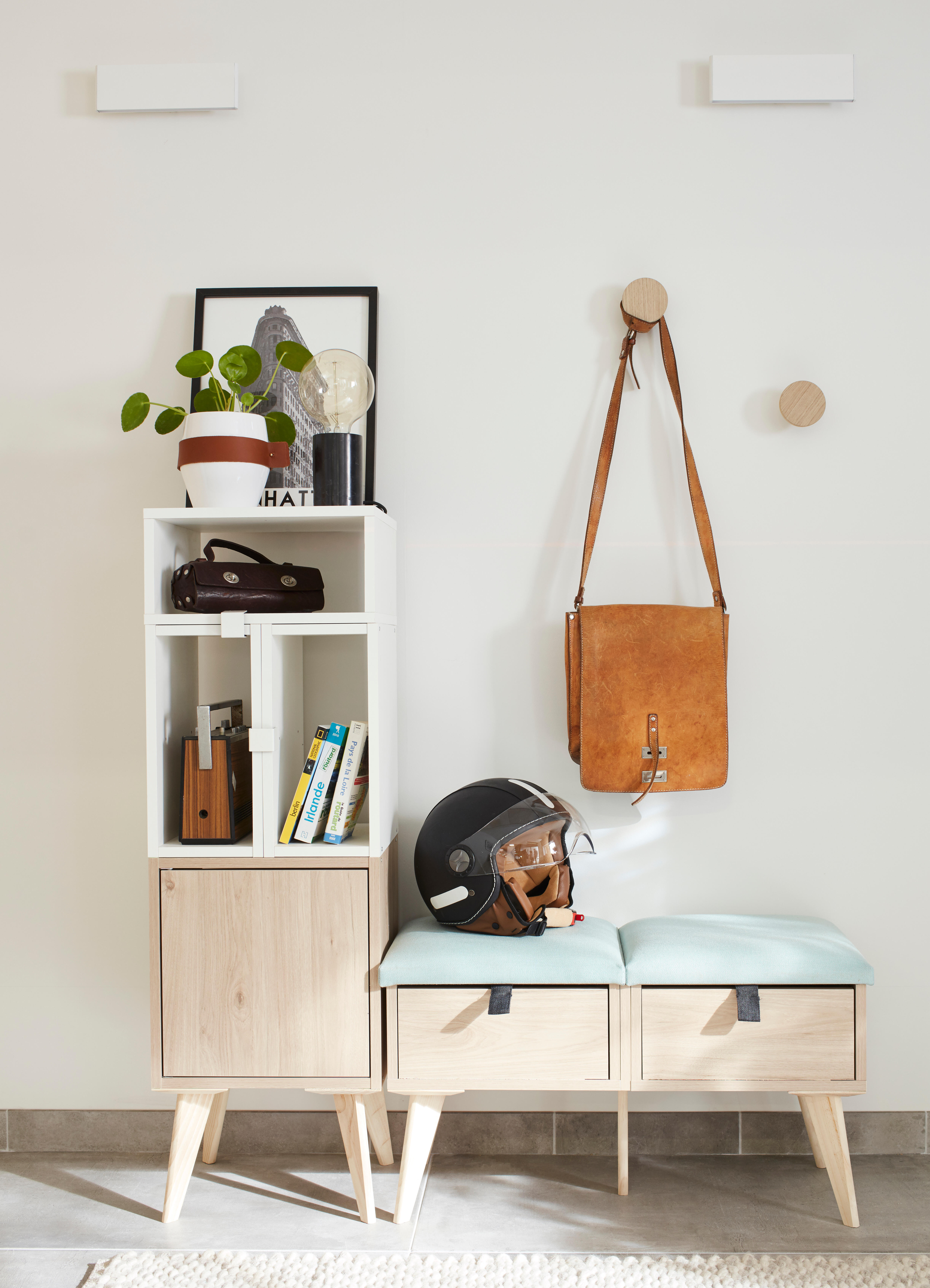 Attache-caisson SPACEO Kub acier blanc, L.3.5 x l.3.5 cm - 6