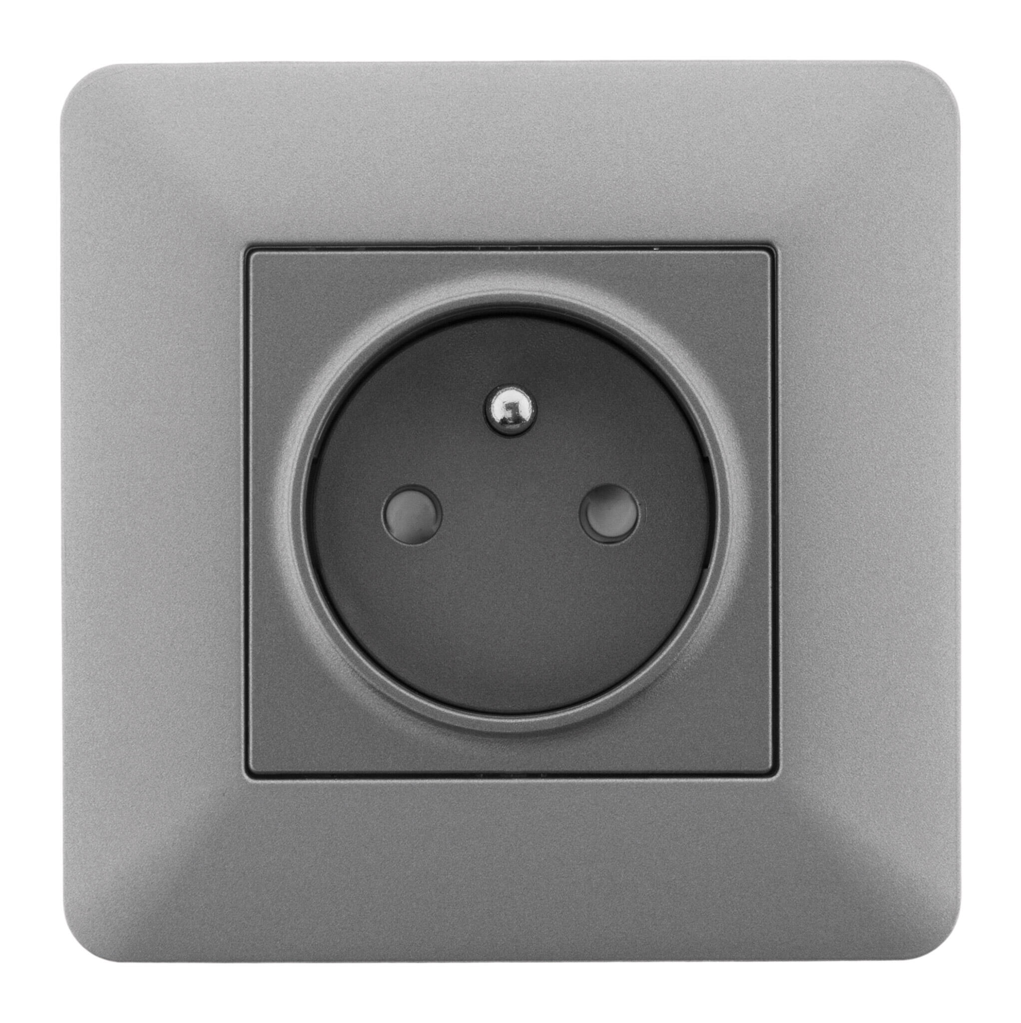 Prise avec terre affleurante complet ARTEZO, titanium - 3