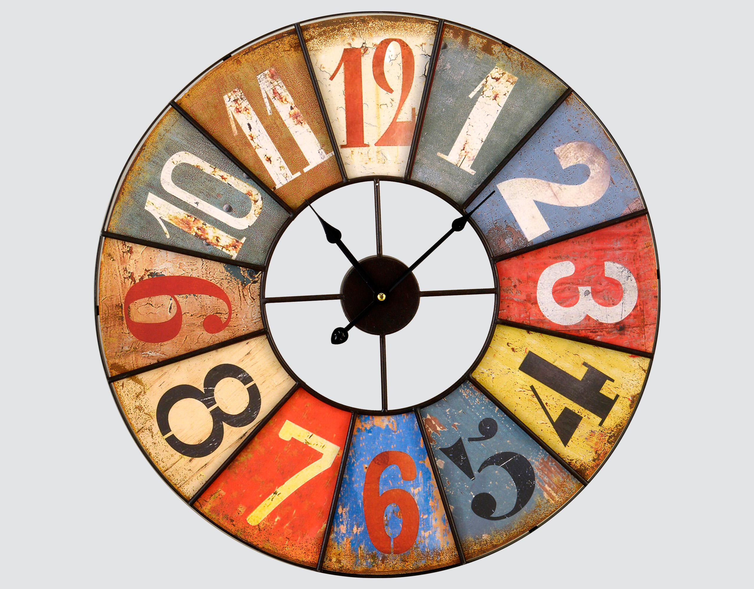 Reloj de pared redondo metal multicolor de 58 cm
