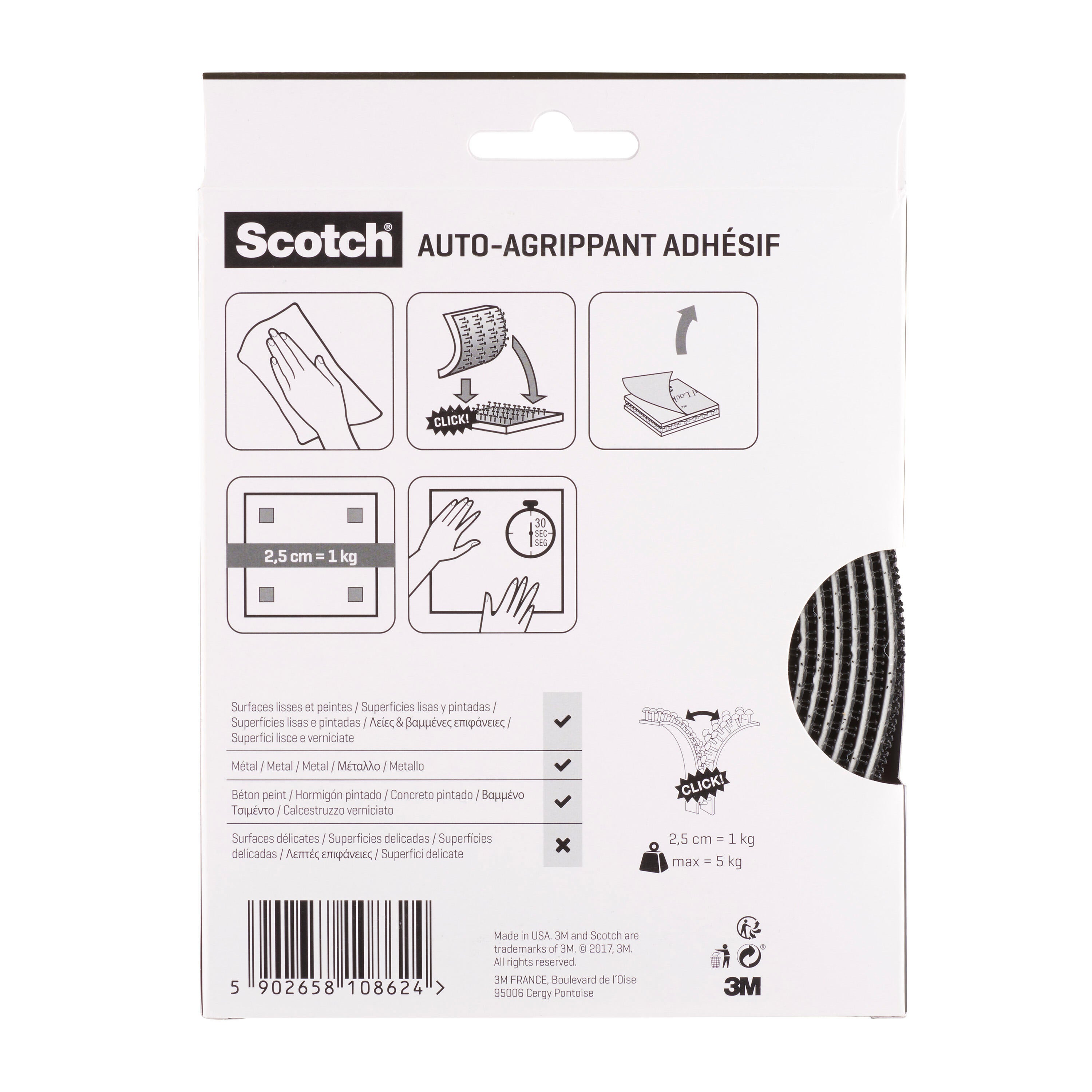 Lot de 2 Auto-agrippant simple face noir intérieur SCOTCH L.3000 x l.25 mm - 4