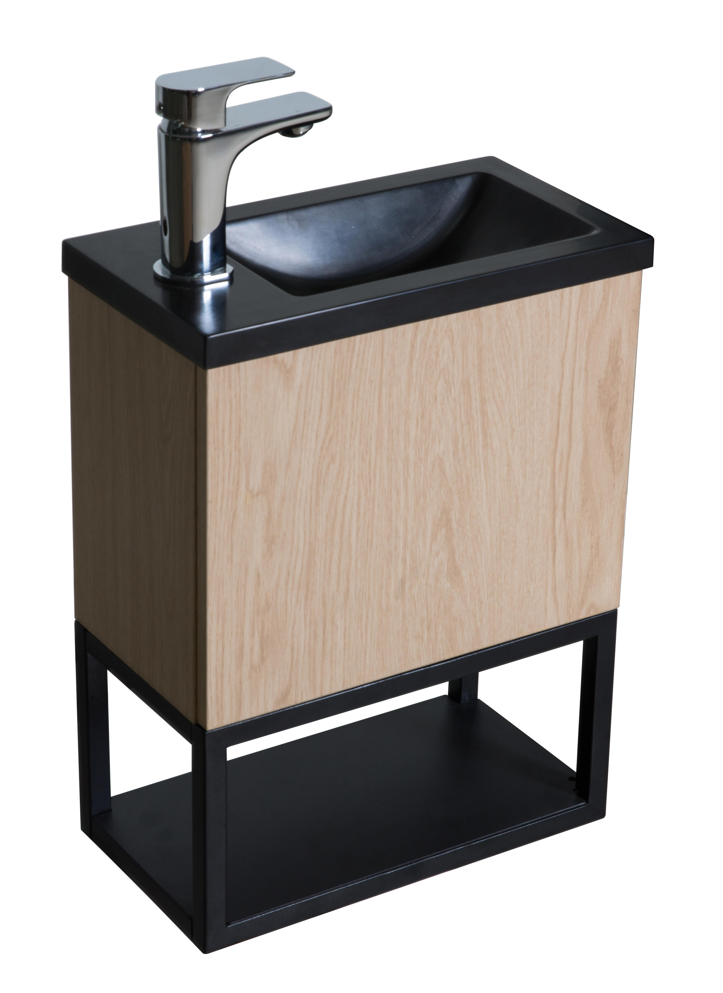 Meuble lave-mains l.40 x H.50 x P.22 cm, chêne naturel, Wilman - 2