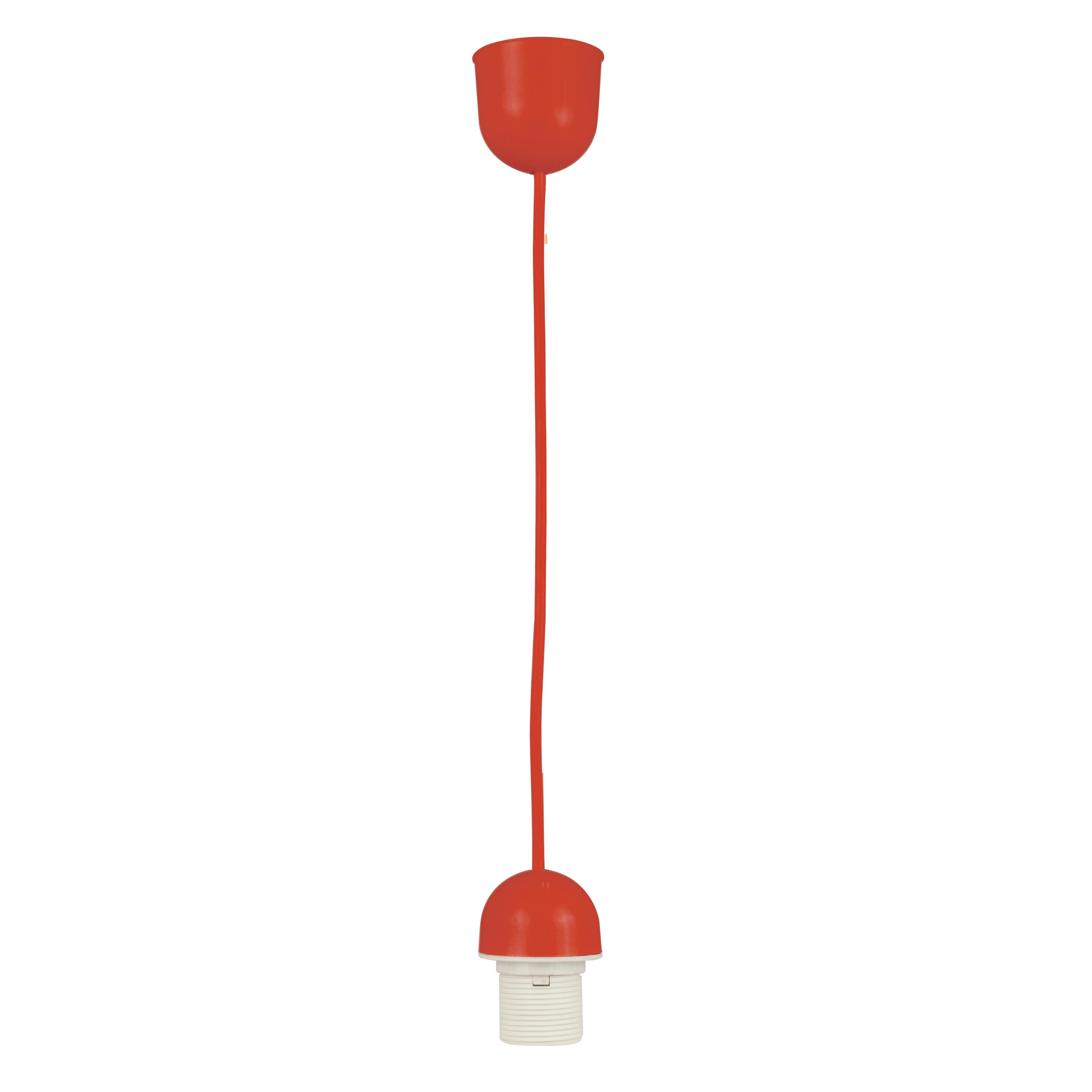 Lampada A Sospensione Con Cavo In Tessuto Rosso 1,8m | Portalampada E27 Con Interruttore | Spina Europea | Fino A 60W | Luce Per Comodino - 3