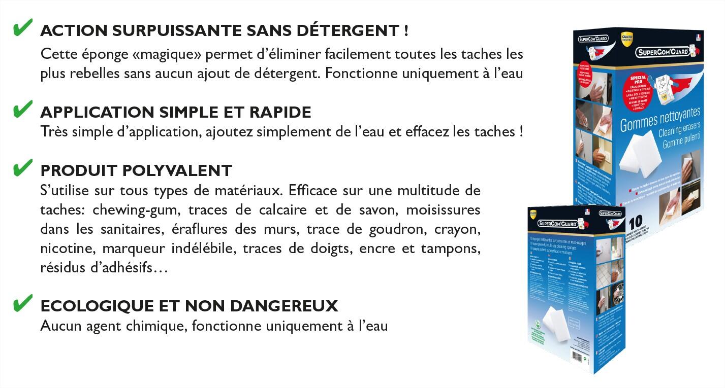 Lot de 10 éponges Supergom magiques multisurface, GUARD INDUSTRIE - 4