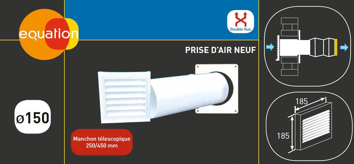 Prise D air Neuf VMC Double Flux T l scopique Pvc S P Diam 150 Mm Prise D air Neuf VMC Double Flux T l scopique Pvc S P Diam 150 Mm