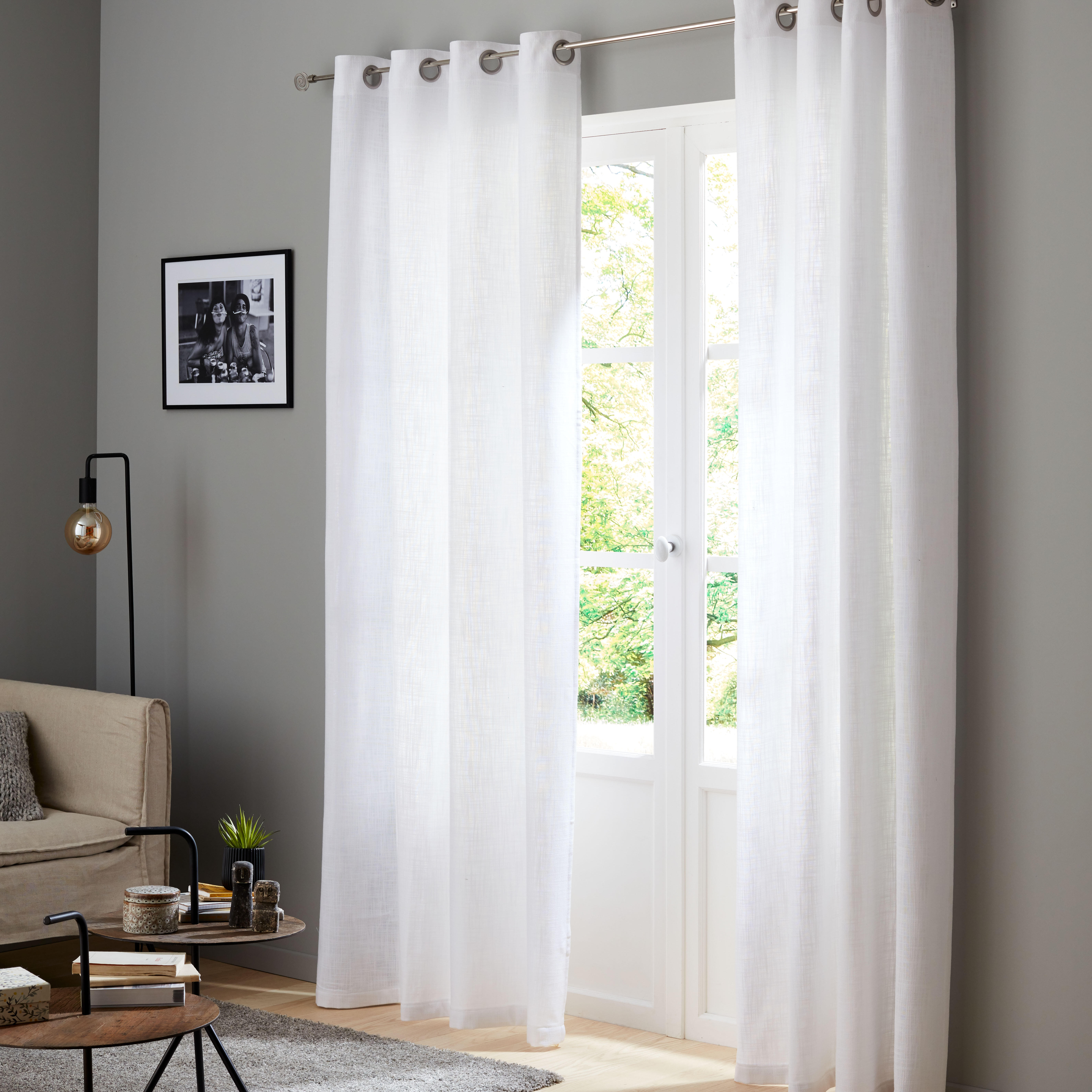Rideau tamisant, Joey coton, blanc H.250 x l.140 cm - 2