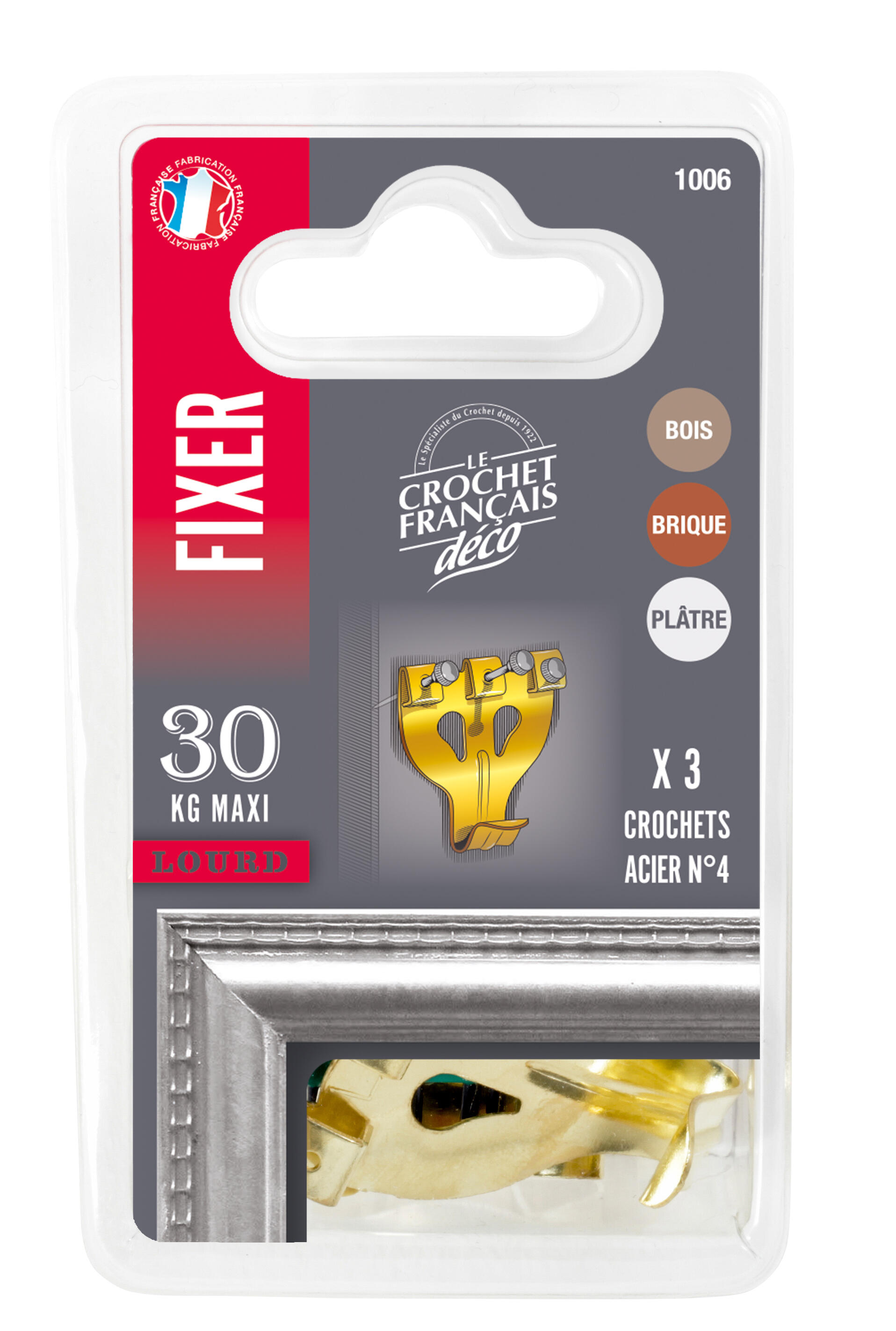 Lot de 3 crochets LE CROCHET FRANCAIS H.20 x l.38 mm - 2