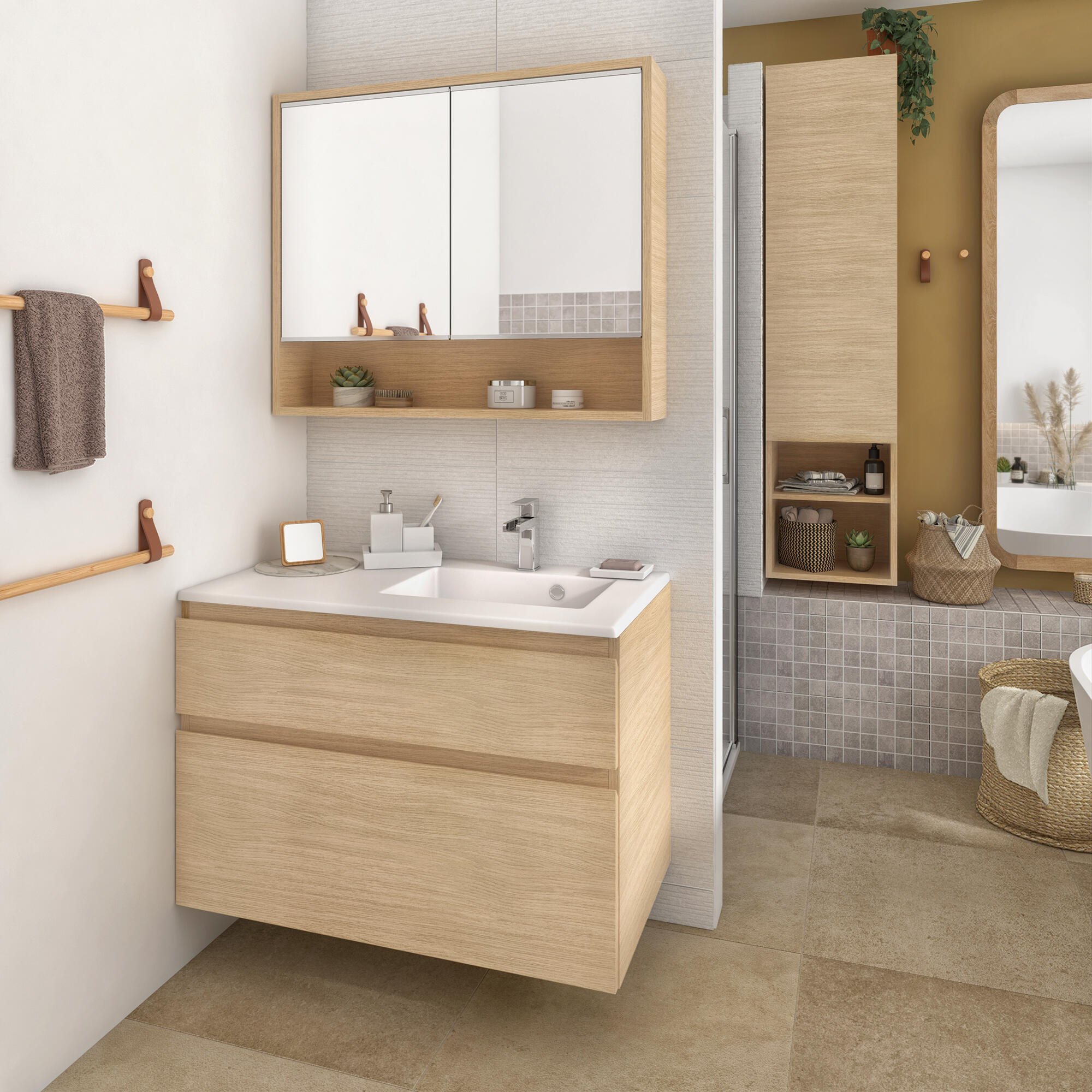 Meuble de salle de bains Natural Leroy Merlin