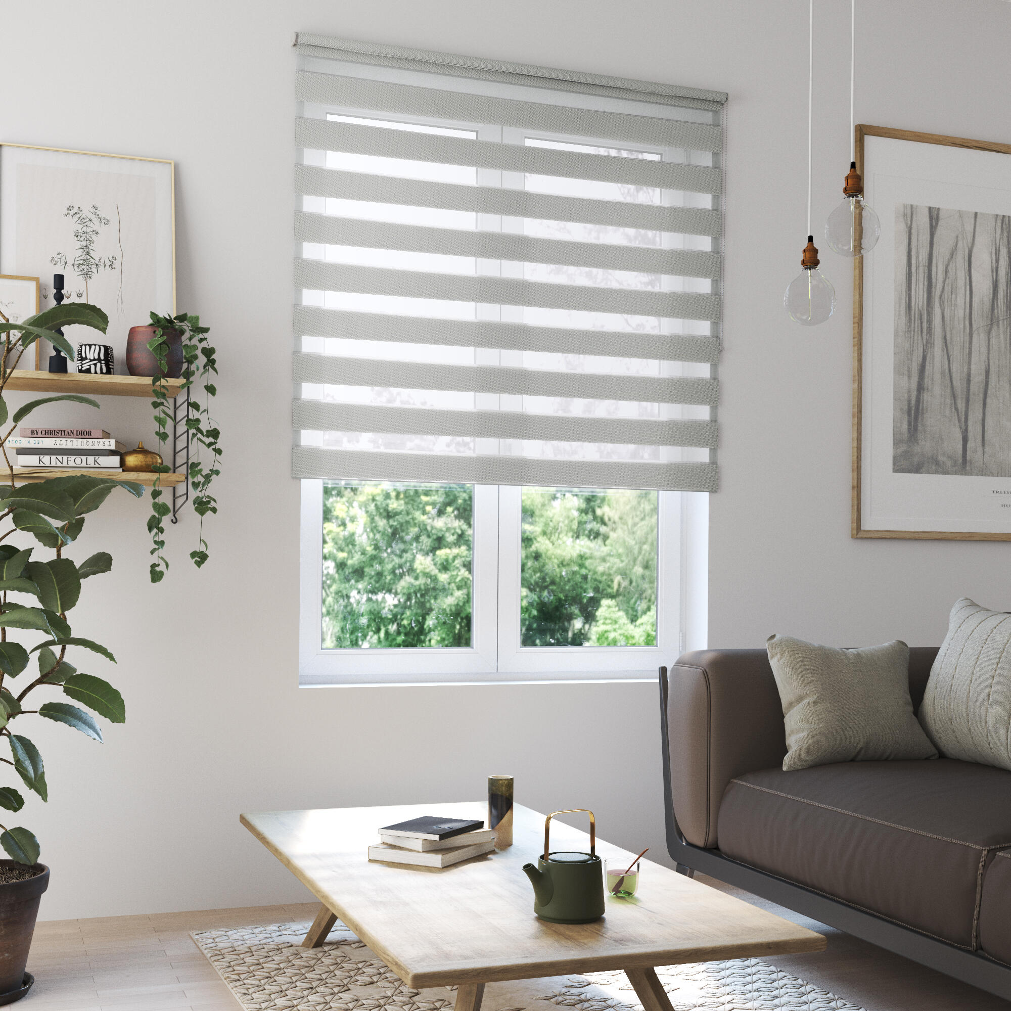 Store enrouleur jour/nuit Dual gris clair, l.150 x H.190 cm, DECOSOL ...