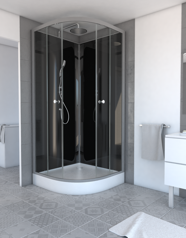Cabine de douche 1/4 de cercle L.90 x l.90 cm, Eclipse