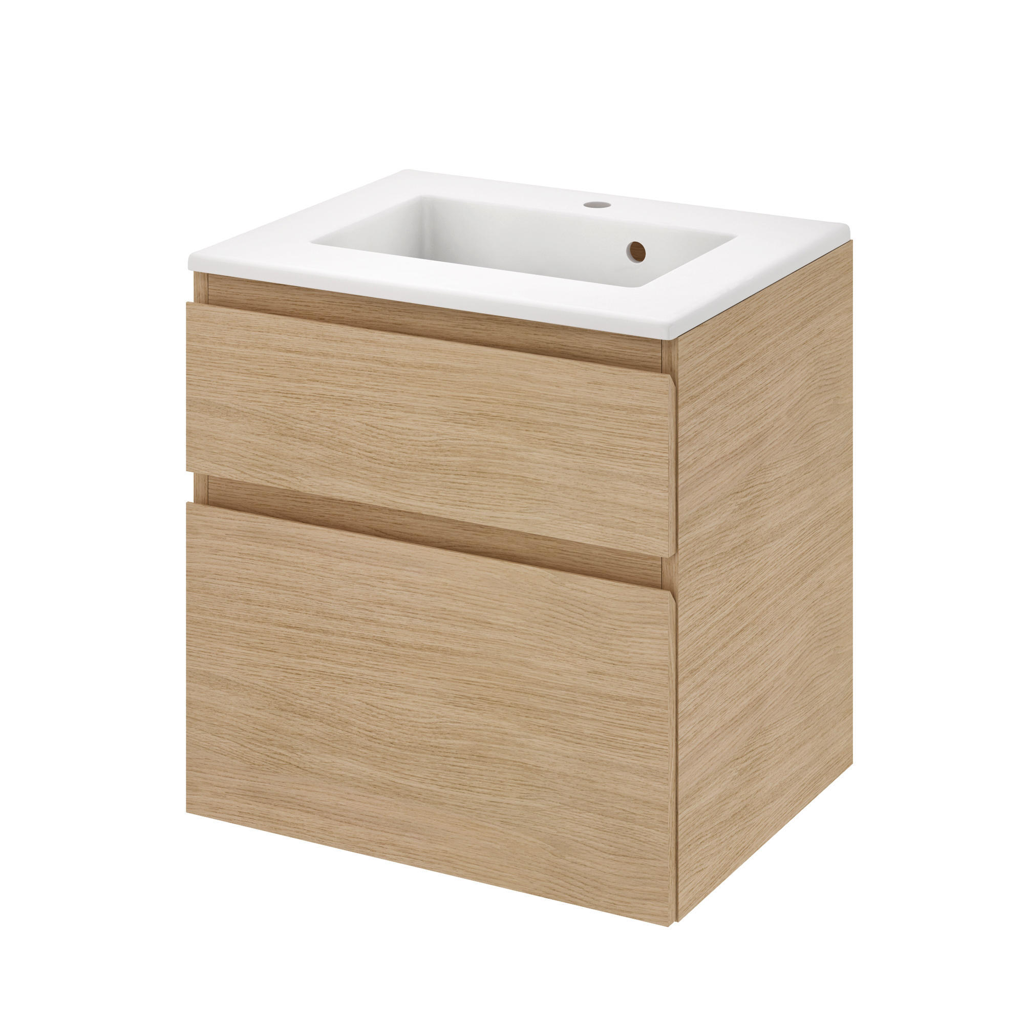 Meuble vasque l.60 x H.62.5 x P.48cm plaqué chêne Natural - 2