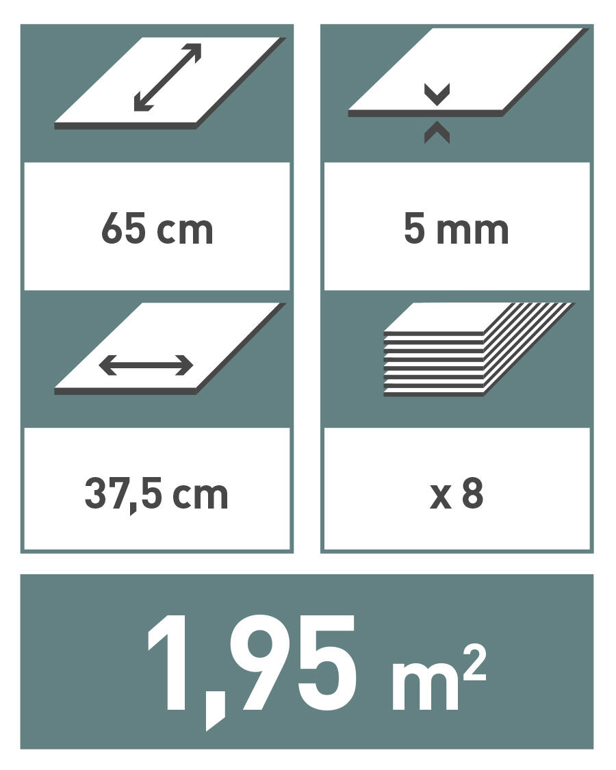 Dalle murale PVC gris lisse Washington DUMAWALL, L.65 x l.37.5 cm, Ep.5 mm - 10