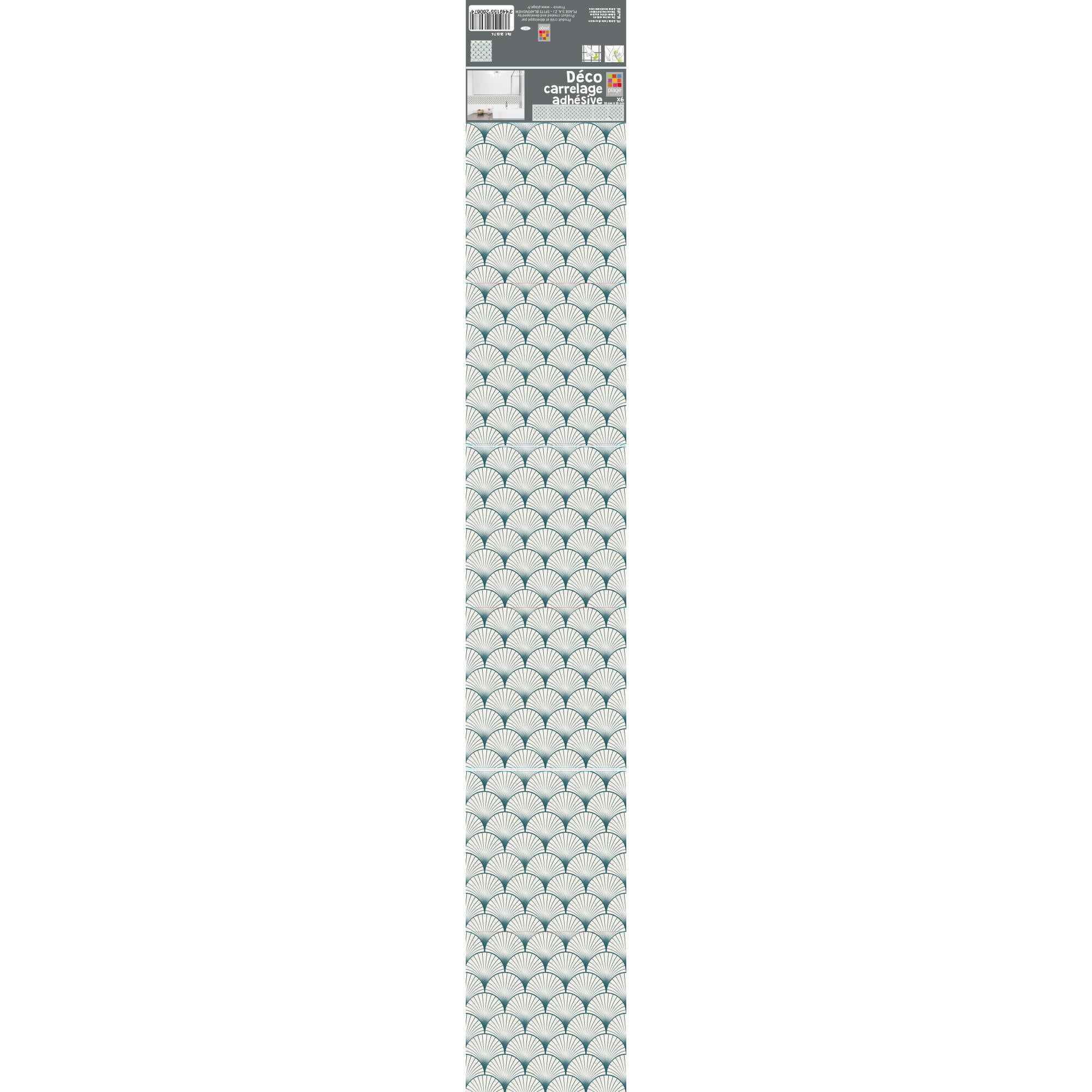 Lot de 6 stickers décoratifs Carrelage Arborea, blanc, 15 cm x 15 cm - 2
