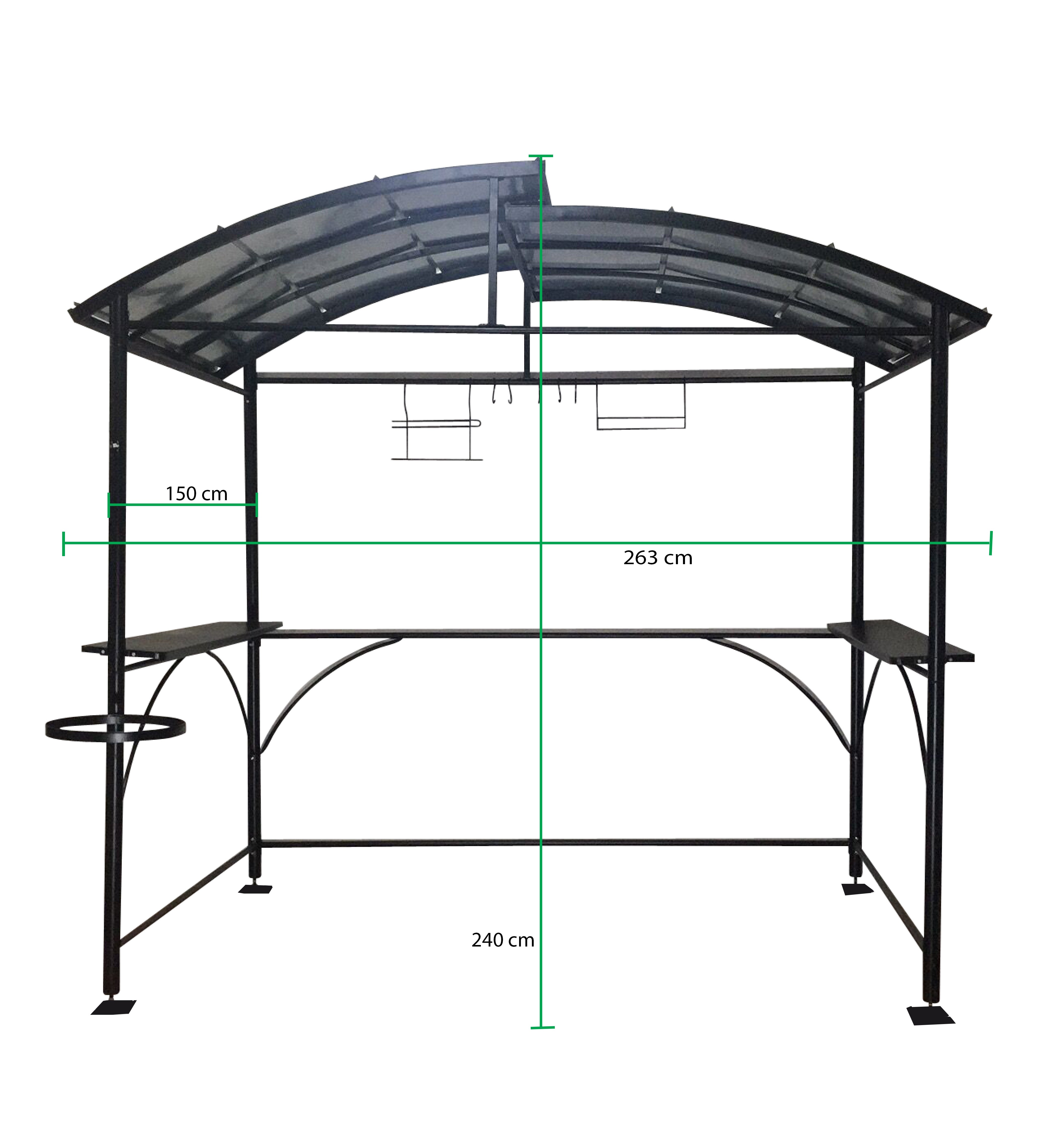 Abri pour barbecue autoportant HABRITA Car 2415 ac acier gris anthracite, 3.94 m - 2