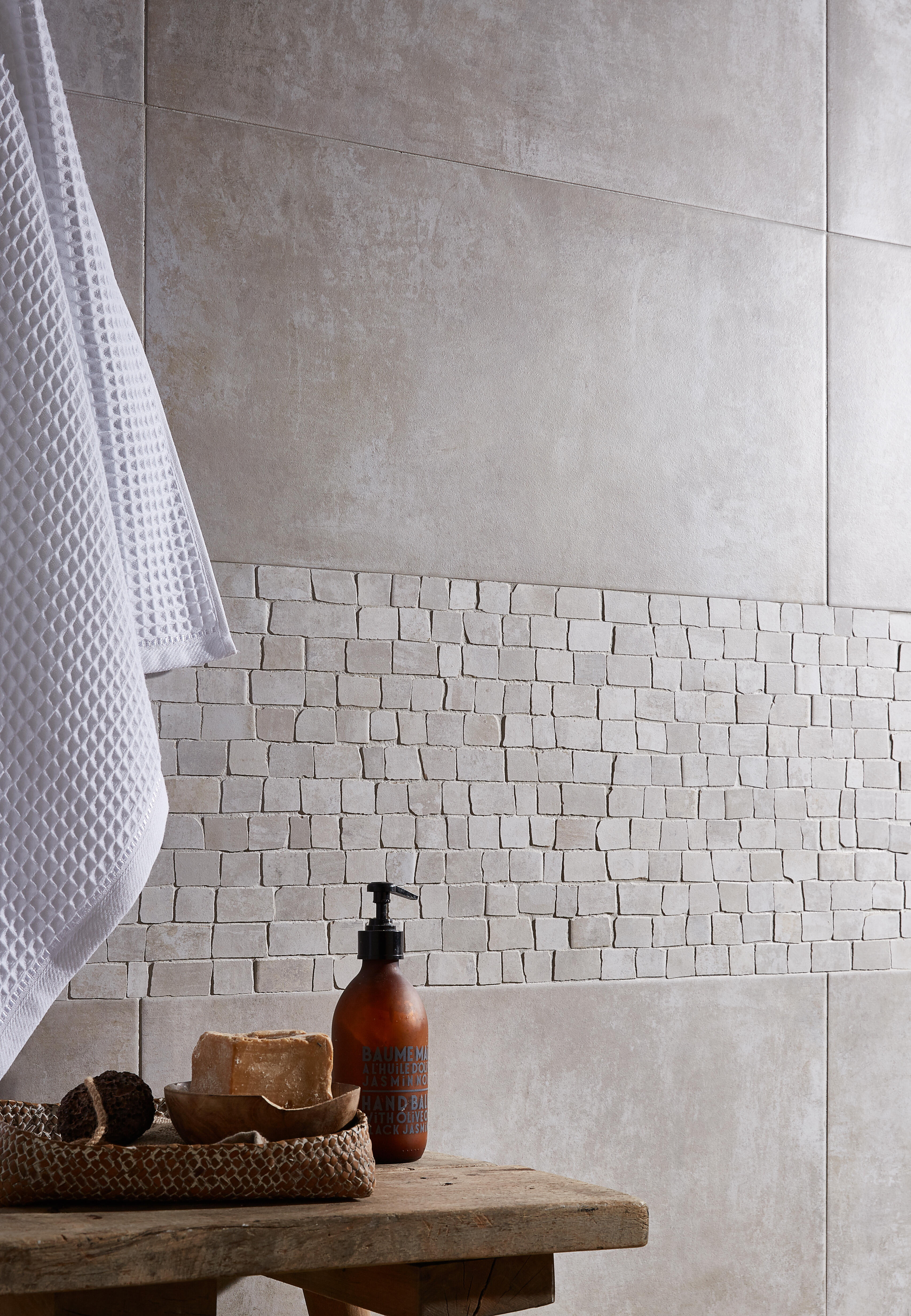 Mosaïque sol Blend grès émaillé effet ciment blanc 27 x 30 cm - 3