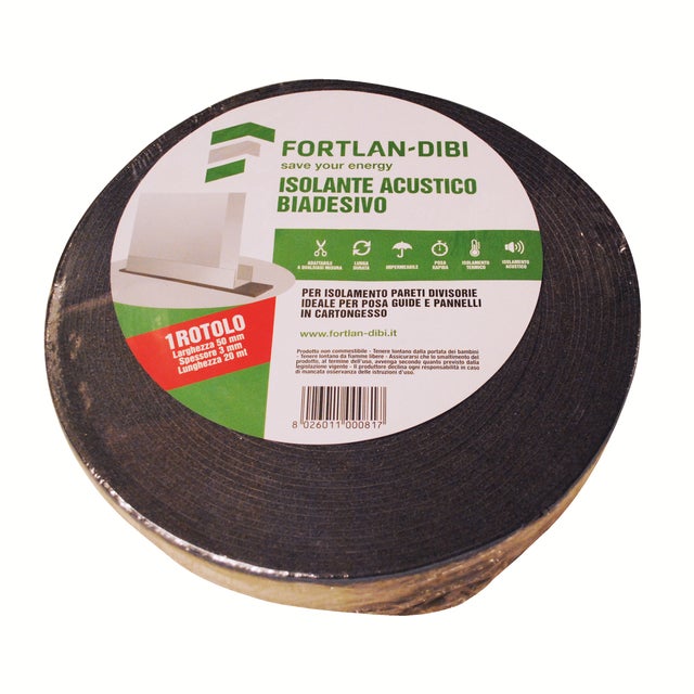 Isolante acustico FORTLAN Biadesivo 0.3 x 0.3 m, Sp 3 mm densità 30 kg/m³