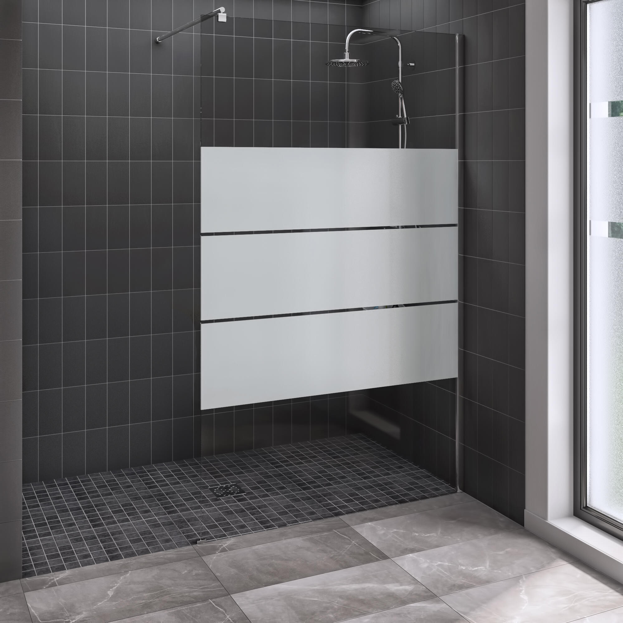 Box doccia walk-in Easy, vetro 6 mm, L 117-118.5 cm x H 195 cm, profilo cromo - 11