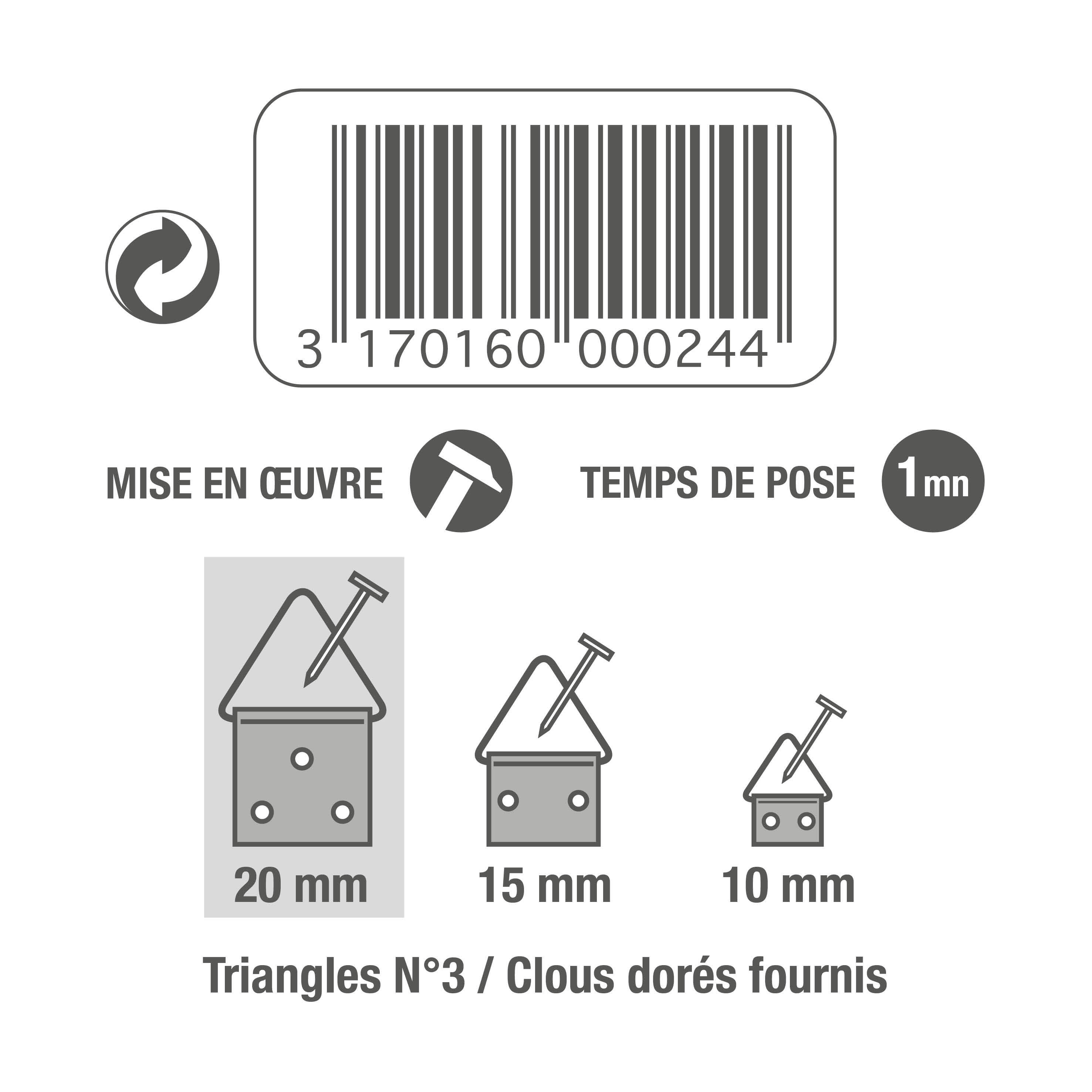 Lot de 7 tringles d'accrochage LE CROCHET FRANCAIS H.32 x l.20 mm - 3