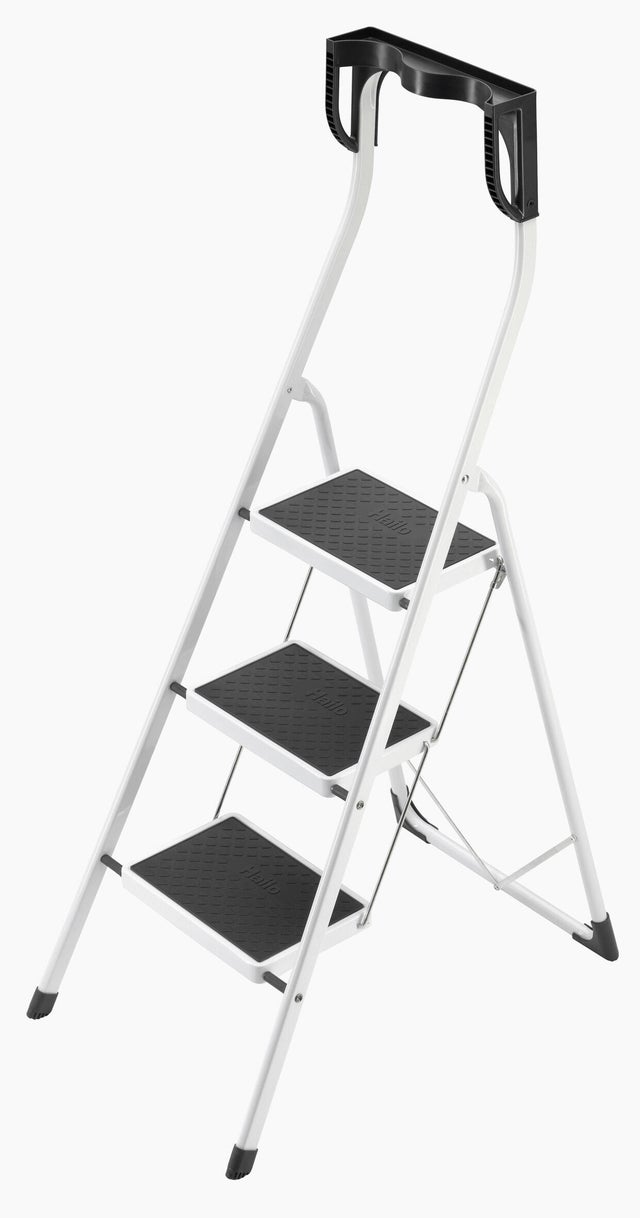 Marche pied HAILO Safety Plus 3 marches larges pliable en acier avec poignées