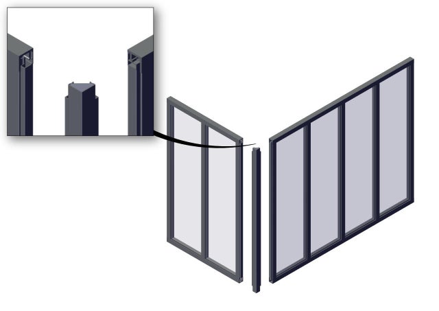 Poteau d’angle pour verrière Atelier fixe en aluminium noir mat, H.108 x l.3.6 c