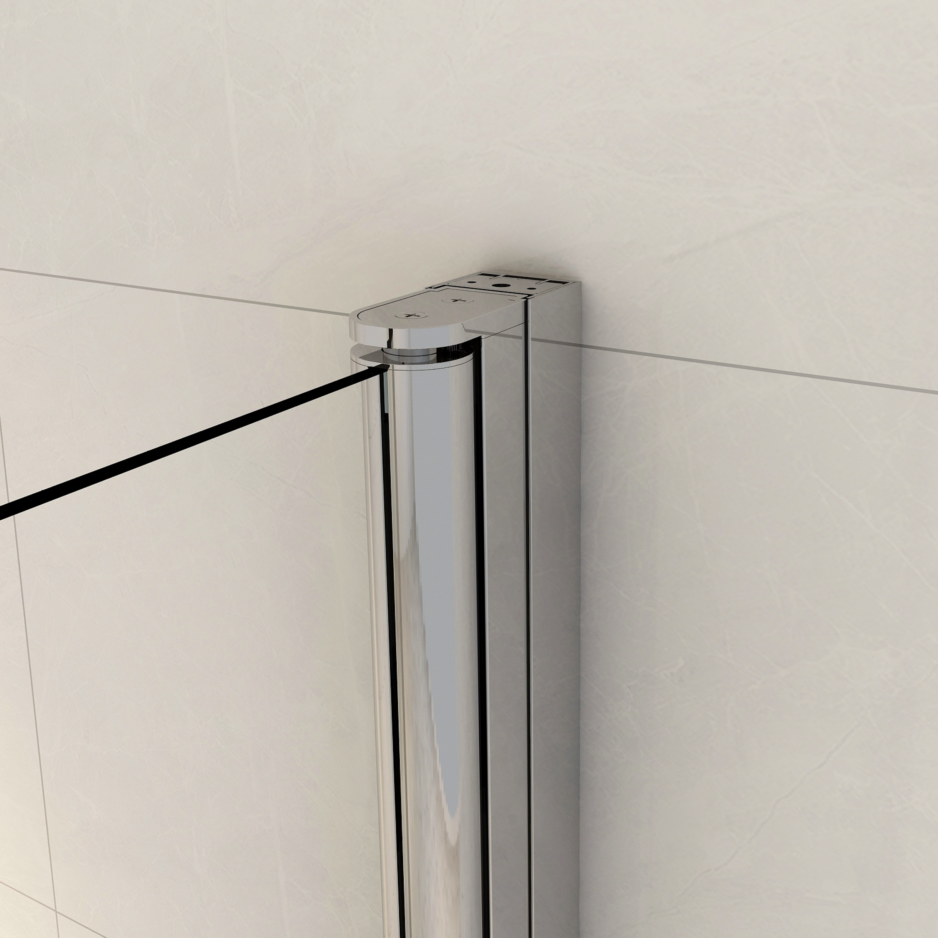 Pare-baignoire 2 volets pivotant relevable transparent chromé H.140 x l.123cm Ea - 5