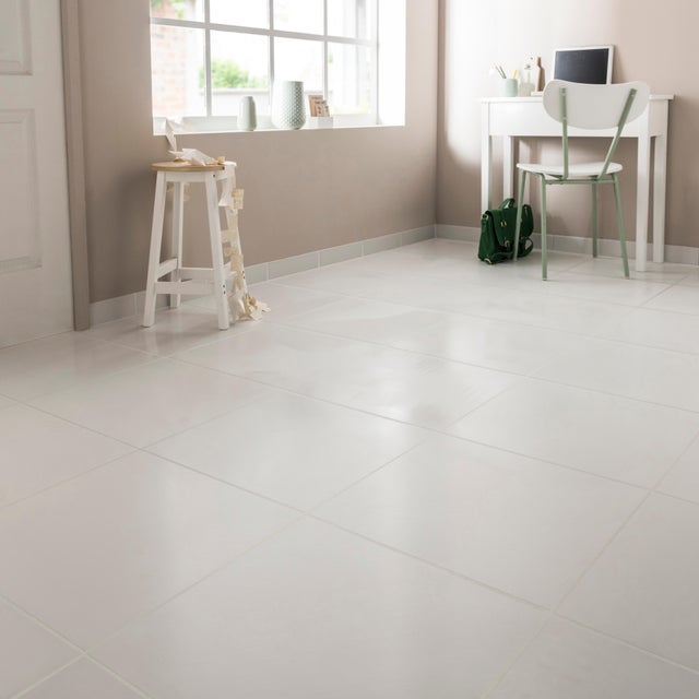 Carrelage mur / sol effet blanc Nevada l.45 x L.45 cm