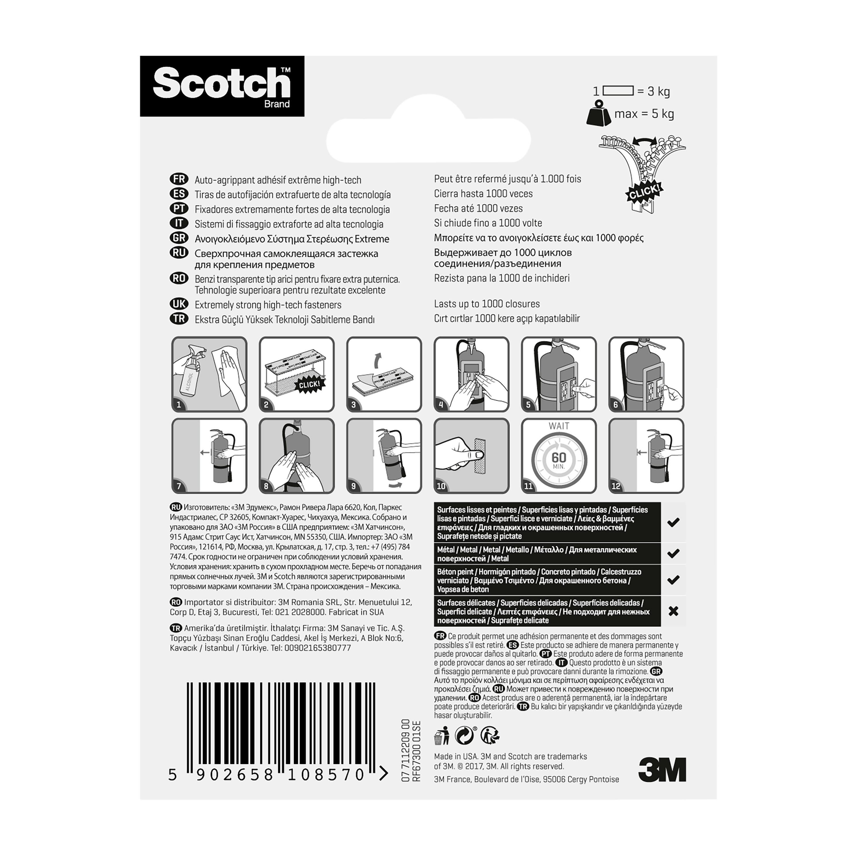 Lot de 4 systèmes de fixation incolore / transparent SCOTCH x l.25 m - 5