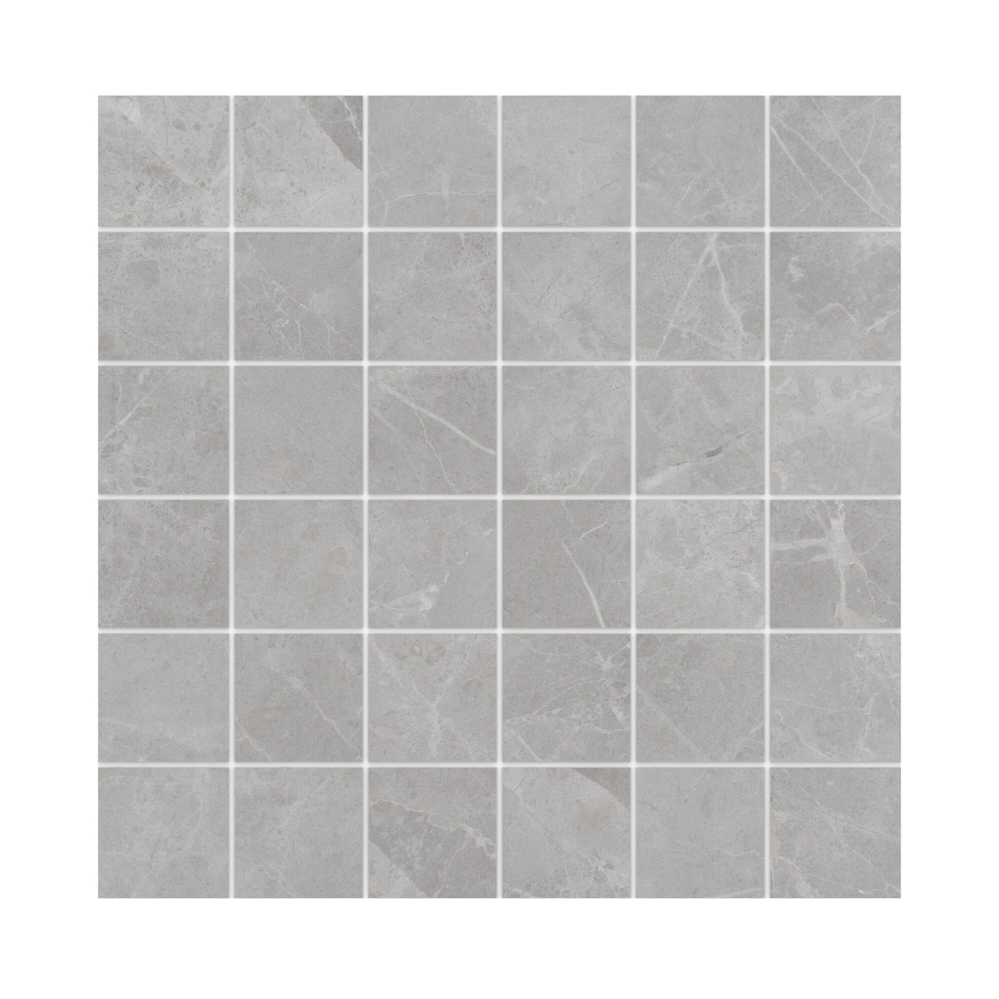 1 plaque de mosaïque mur Rialto porcelaine effet marbre gris 30 x 30 cm ECOCERAM - 2