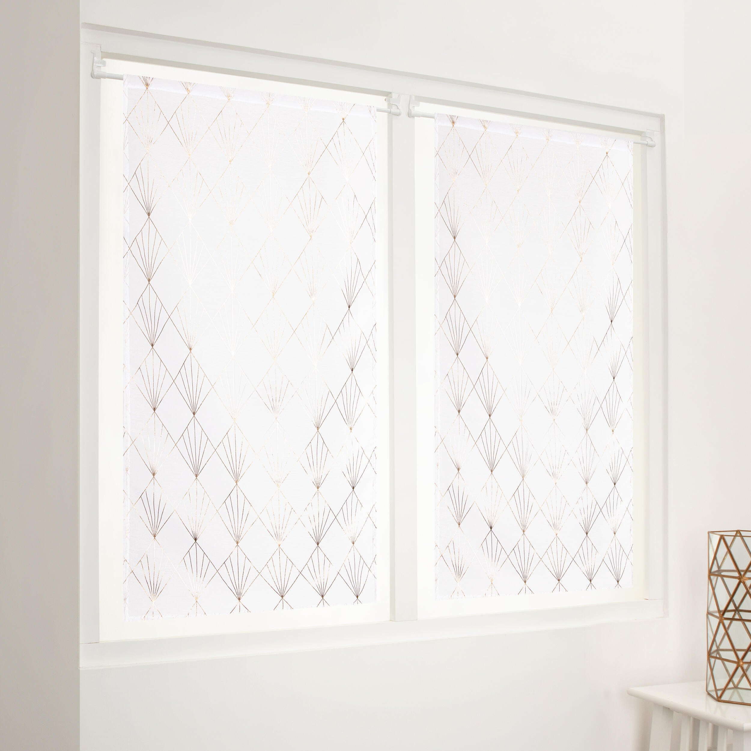 Vitrage tamisant, Oria, blanc H.120 x l.45 cm - 3