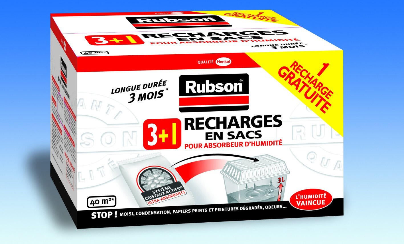 Absorbeur D'humidité Rubson Basic - Recharge Incluse - Pour Pièces Jusqu'à 20m² Contre Moisissures Et Mauvaises Odeurs