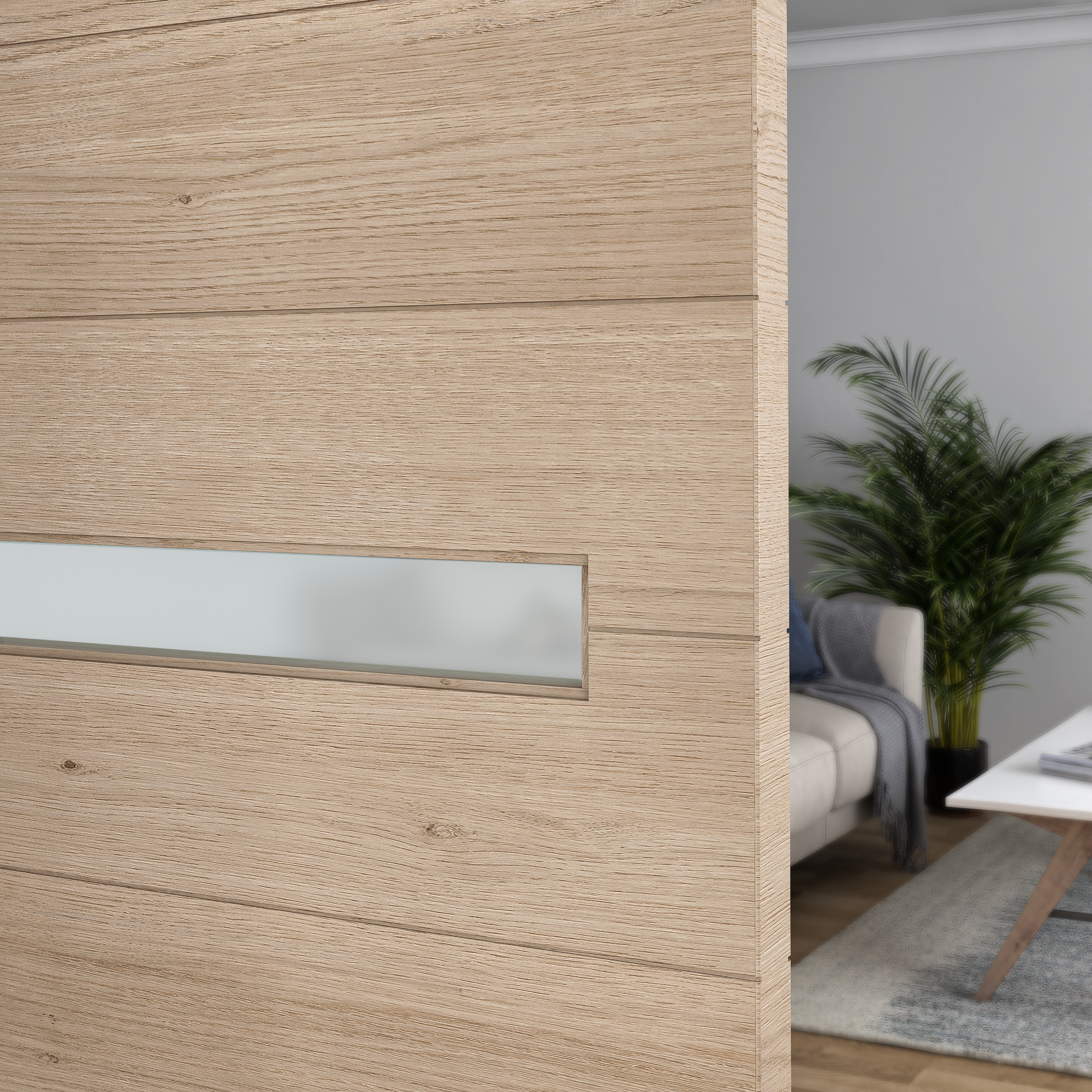 Porte coulissante bois Noe  vitrée, H.204 x l.73 cm - 4