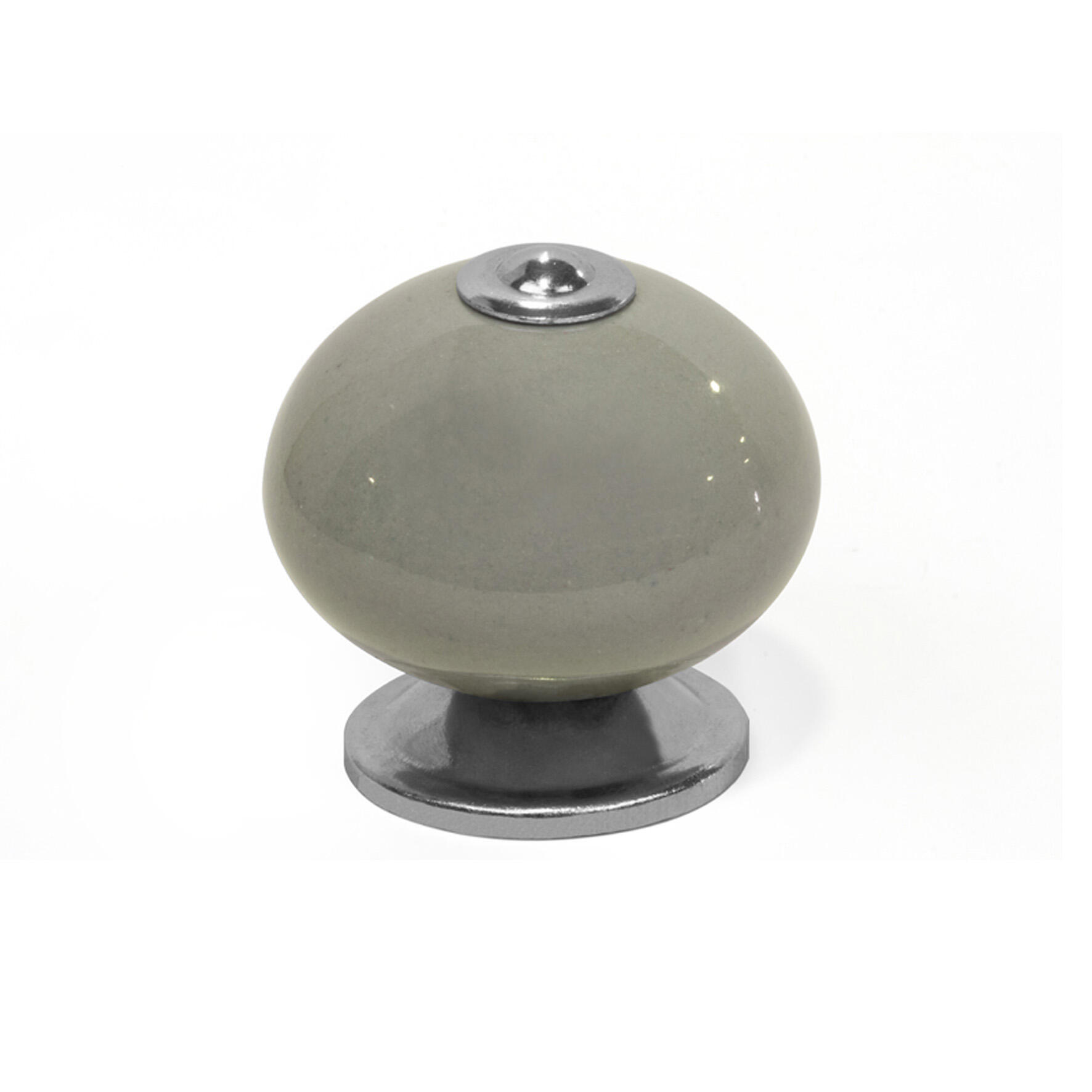 Bouton de meuble Boule, porcelaine gris foncé brillant, Diam.40 mm - 3